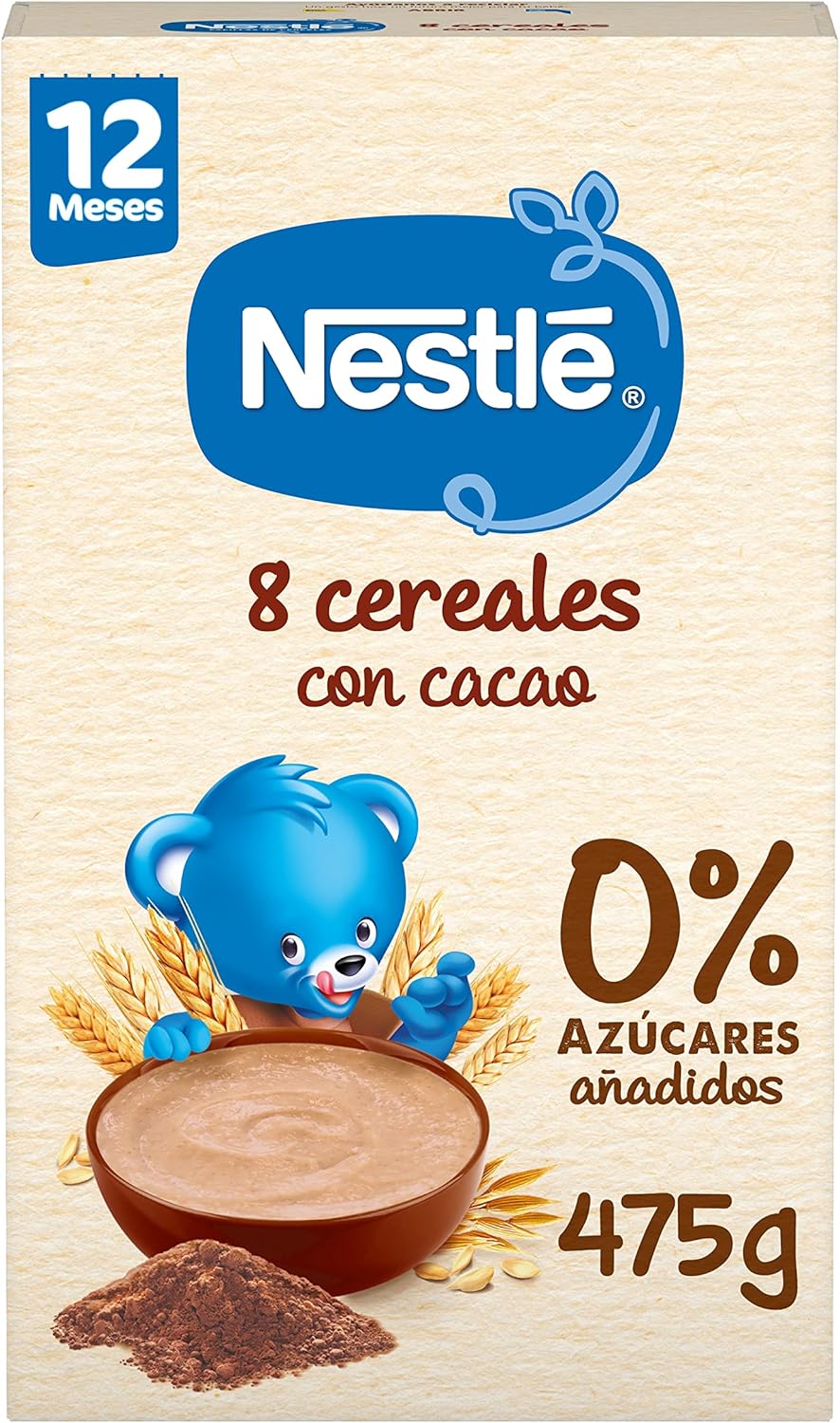 Detalle 2 de Nestlé Papilla 8 Cereales con Cacao 🍫 6x475g