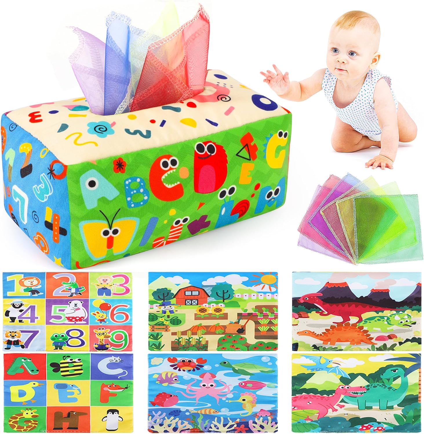 Detalle de URMYWO Baby Tissue Box Toy (Montessori Crinkle Sensory Toy for 6–12 Months)