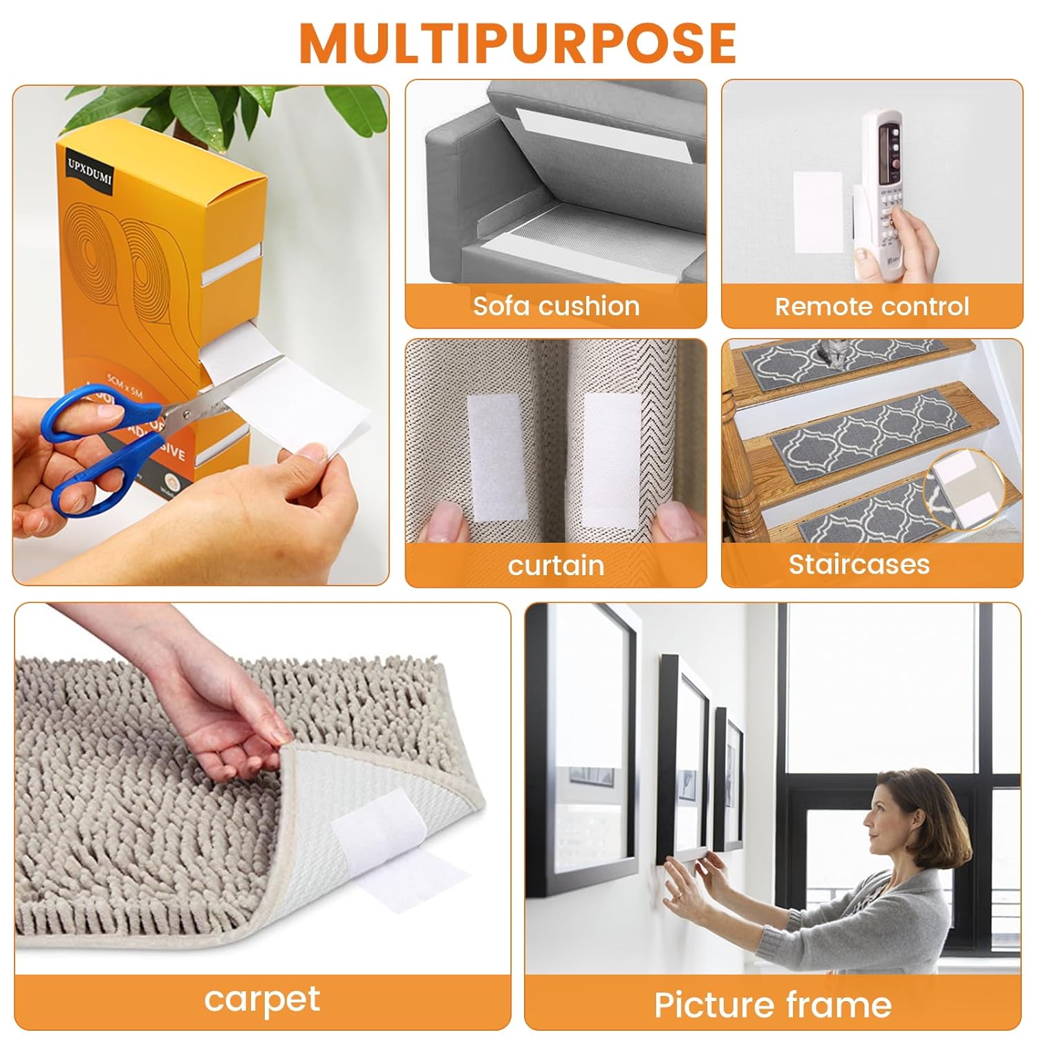 Thumbnail 3 de UPXDUMI Hook and Loop Tape 50mm x 5m: Strong, Reusable Double-Sided Adhesive Strips for Everyday Fixes