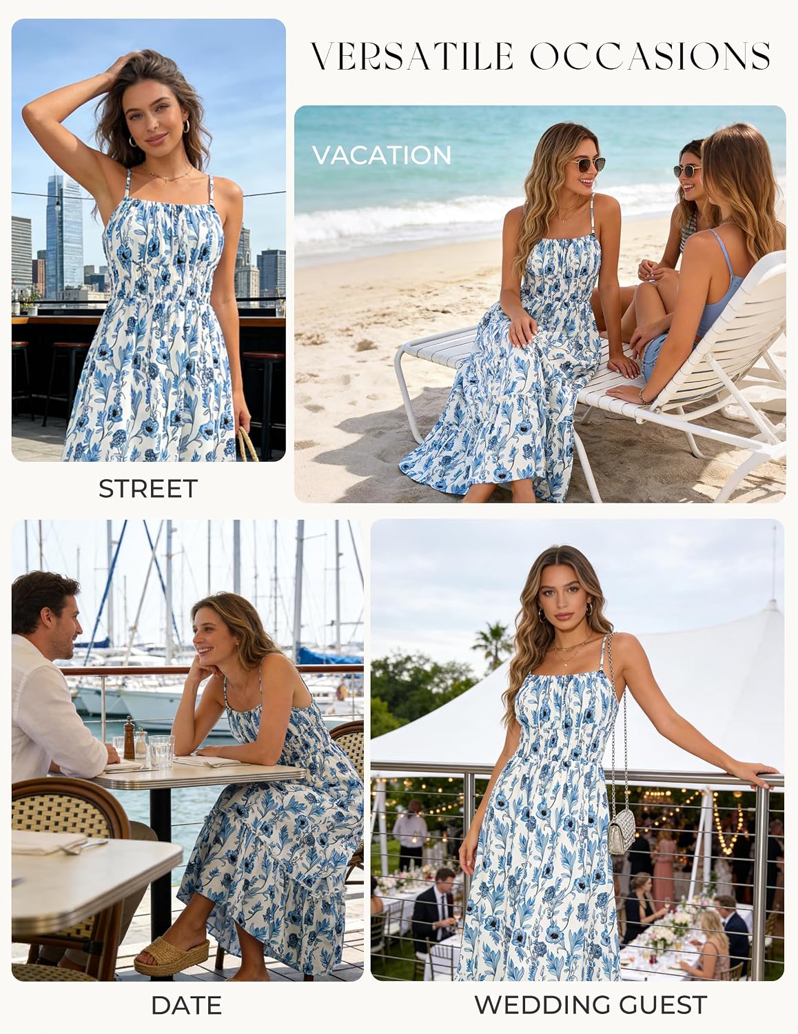 Detalle 2 de GRACE KARIN Smocked Floral Maxi Dress