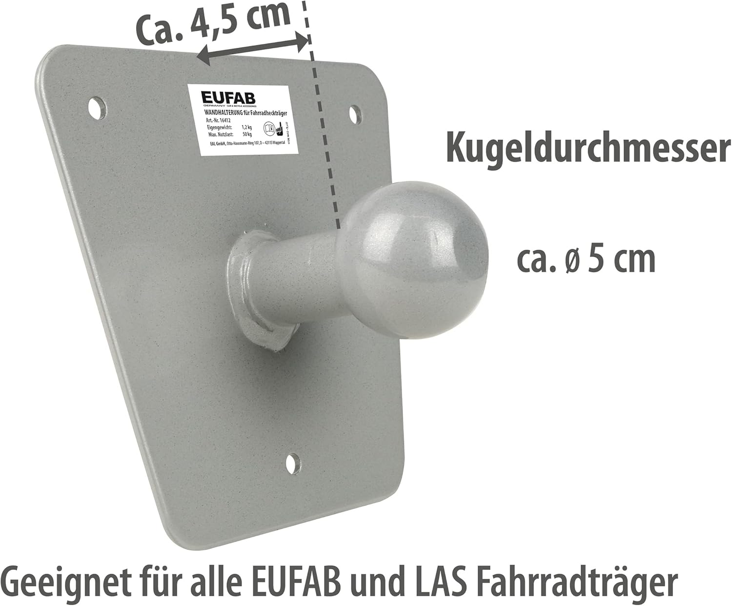 Thumbnail 4 de EUFAB 16412 Wandhalterung – passgenaue Halterung für EUFAB und LAS Fahrradträger