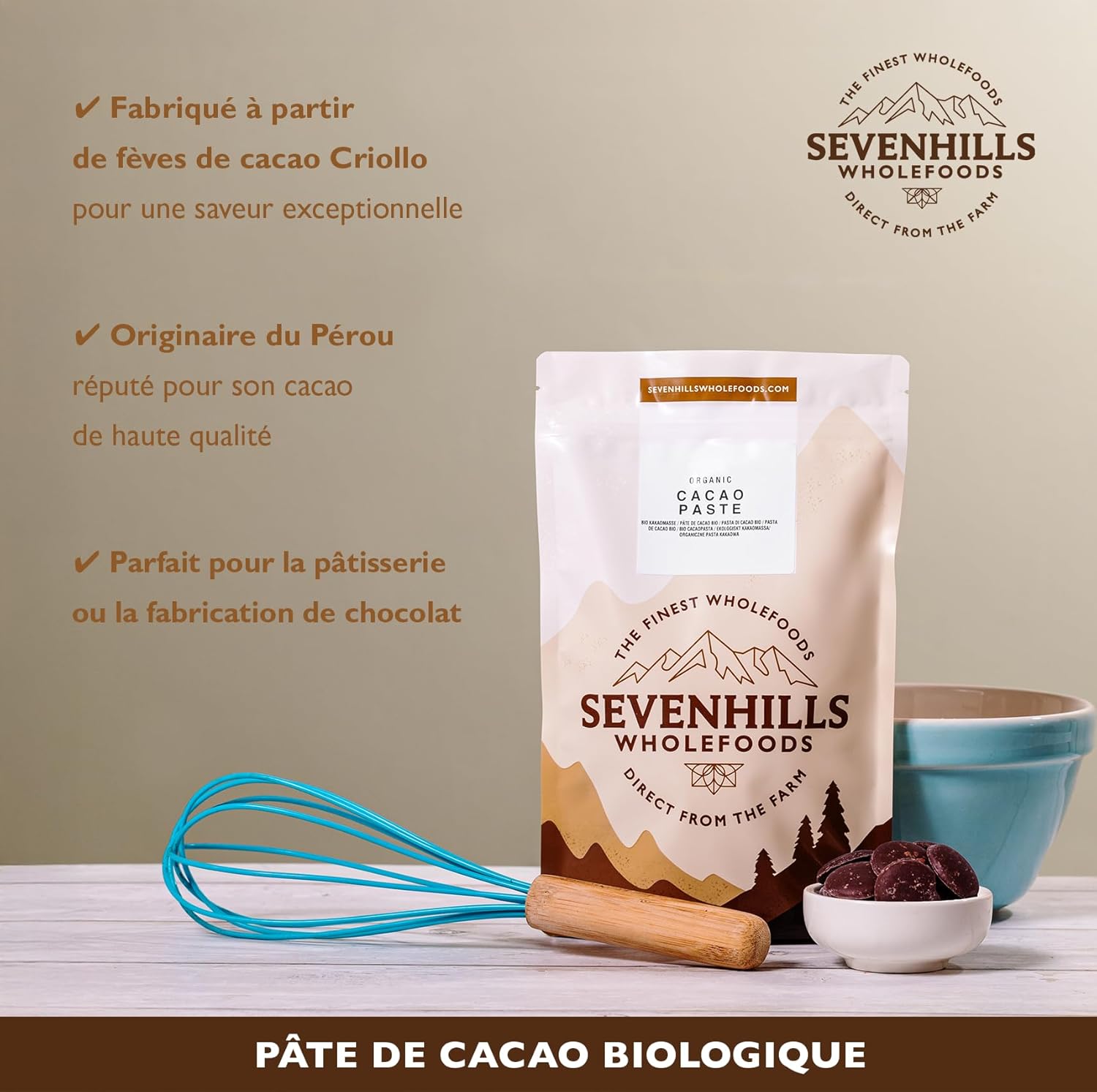 Thumbnail 2 de Sevenhills Wholefoods Pâte De Cacao Bio 500 g – pâte de cacao pure et vegan, sans additifs