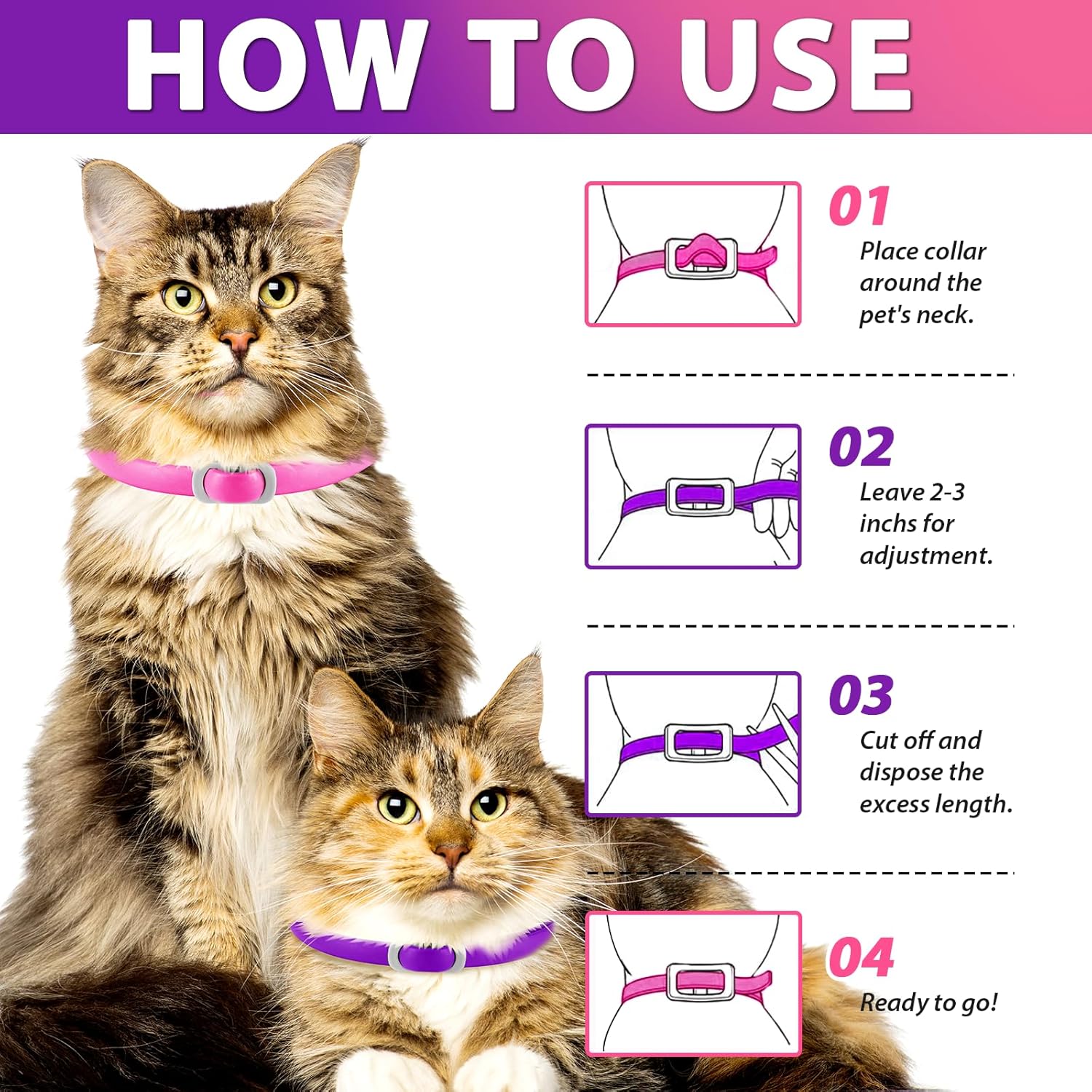 Thumbnail 6 de Collare antiparassitario per gatti 4 pezzi – impermeabile, regolabile 48 cm, 6 mesi di efficacia