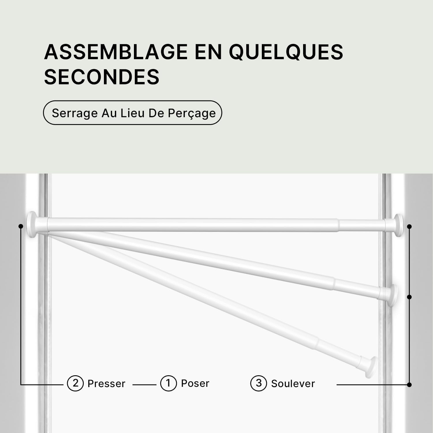 Thumbnail 1 de MEISENBERG Tringle Rideau sans perçage extensible 70-120 cm, blanc (Ø 25 mm)