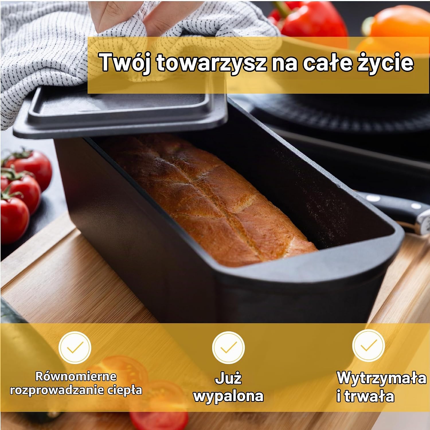 Thumbnail 6 de Chefarone CHEF000067 – żeliwna forma do chleba z pokrywką, 3 l, do 300°C