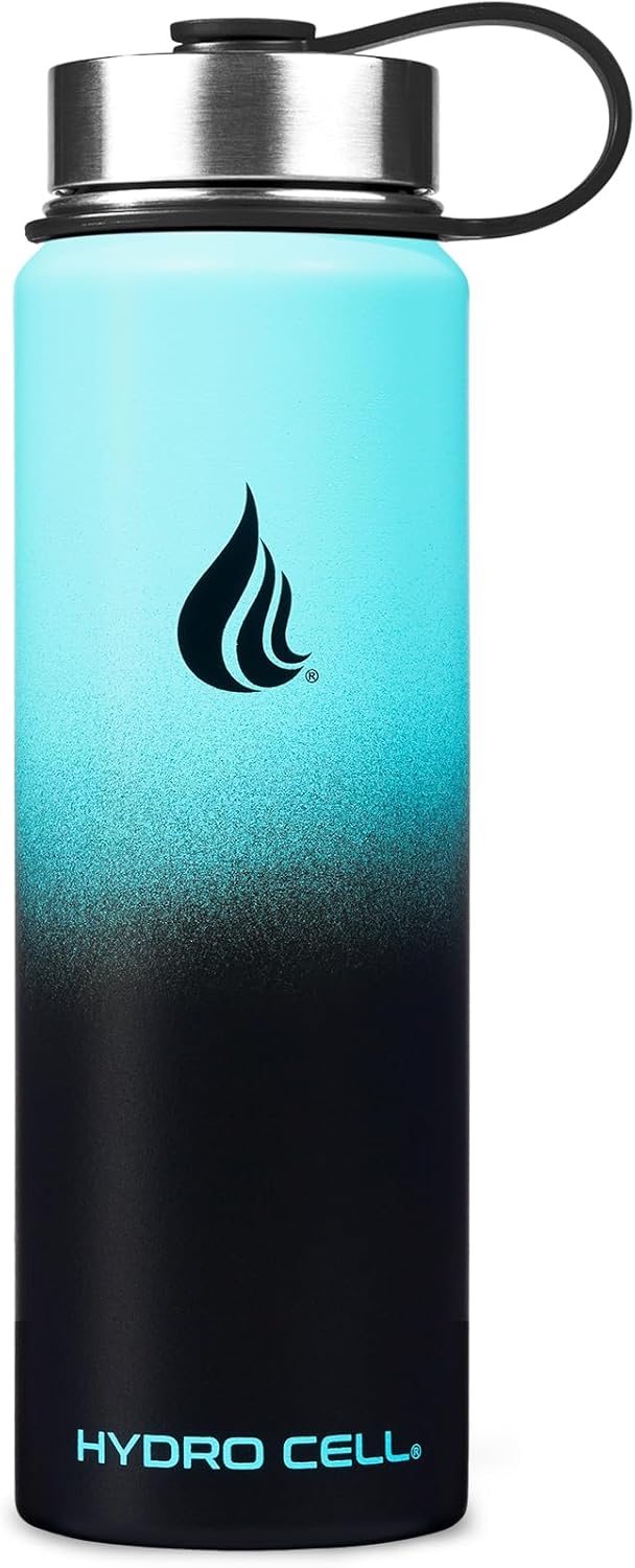 Thumbnail 2 de HYDRO CELL Stainless Steel Insulated Water Bottle 24oz with Straw – Teal/Black