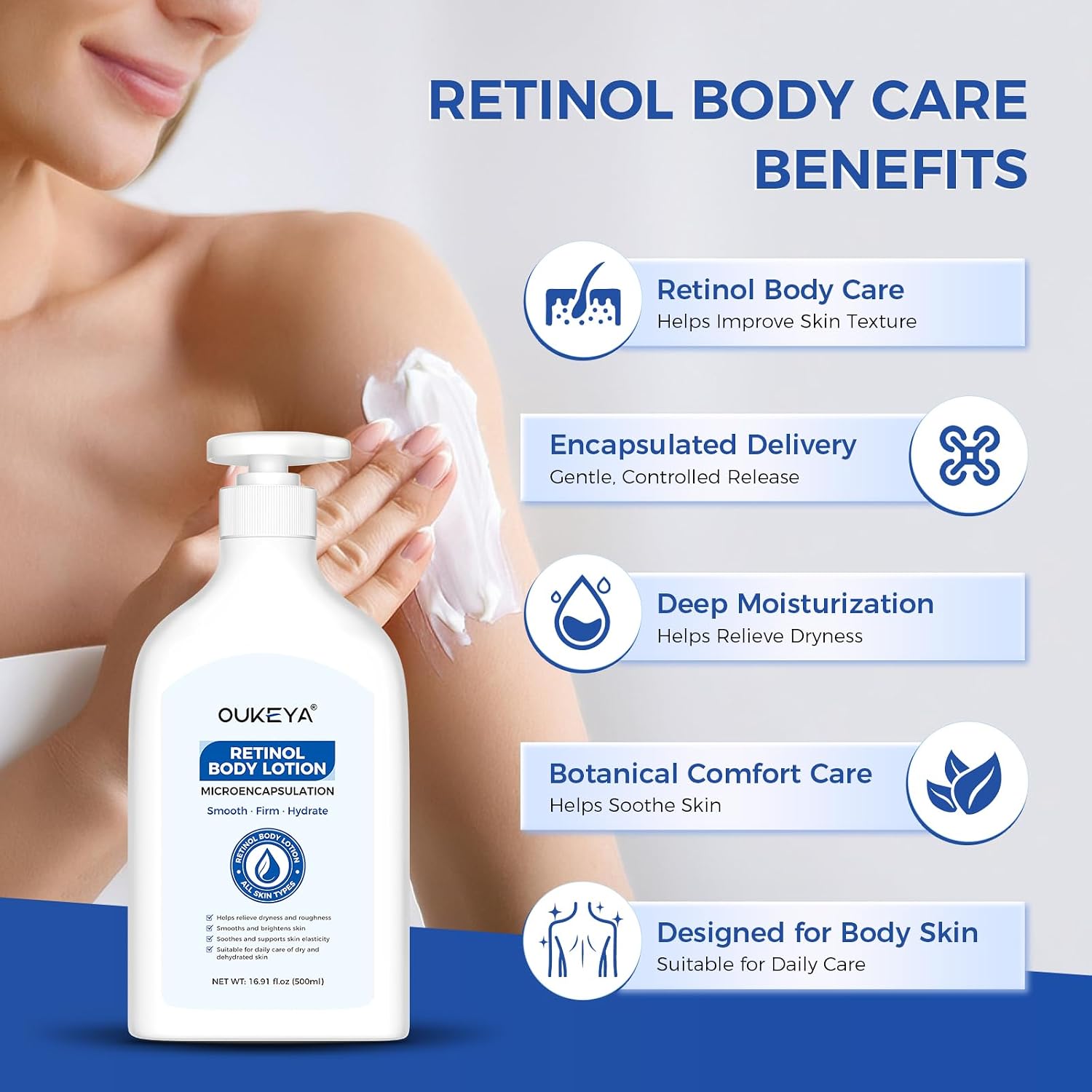 Thumbnail 2 de OUKEYA Retinol bodylotion 500 ml met vitamine E en botanische extracten