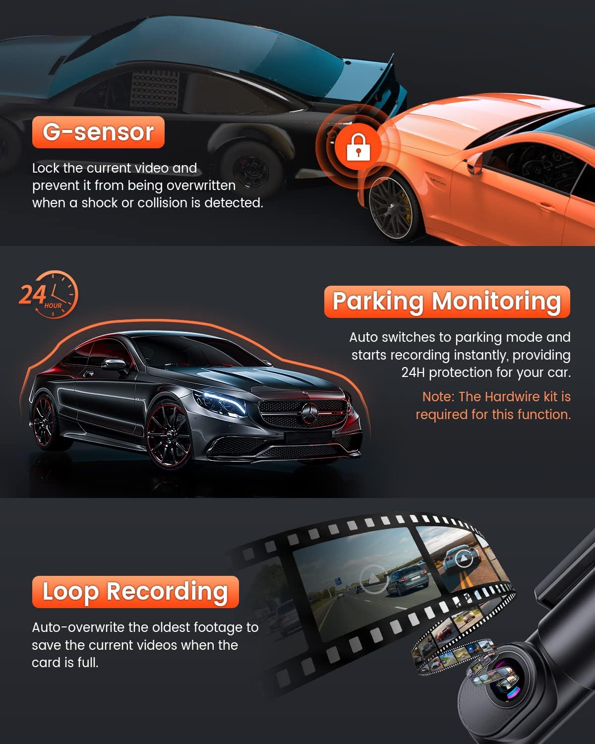 Thumbnail 6 de BESTSEE Dash Cam Front 1080P WiFi dash cam