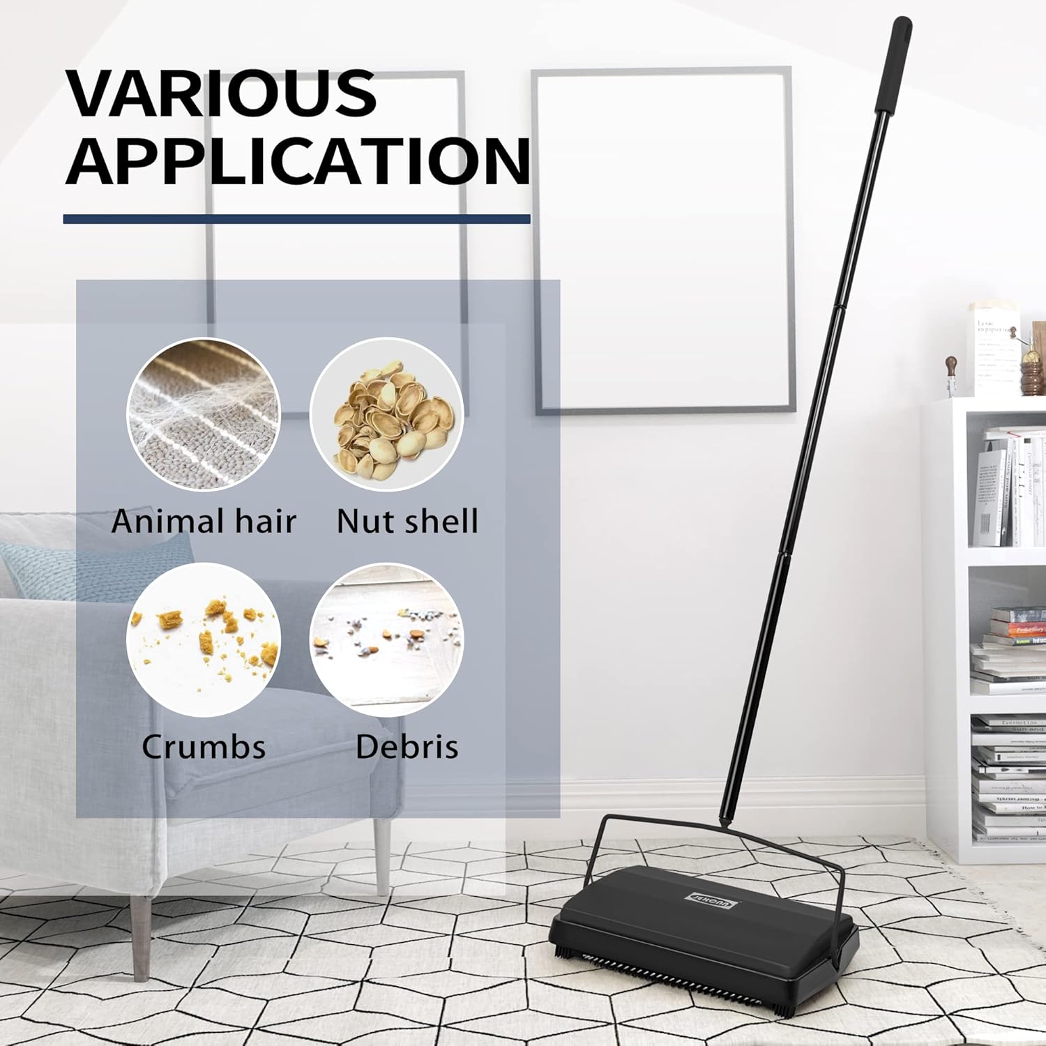 Detalle 2 de JEHONN Carpet Floor Sweeper with Horsehair for Pet Hair 🧹