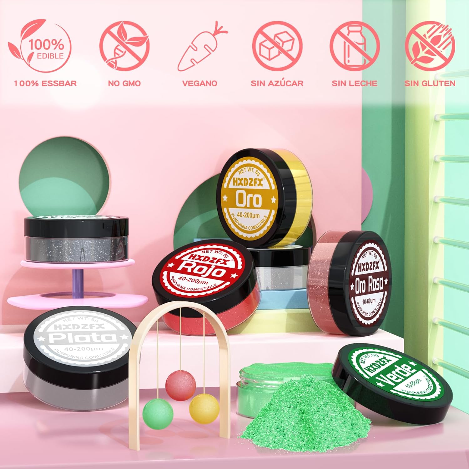 Thumbnail 1 de Purpurina Comestible Rojo ✨ para Reposterías y Tartas (8g)