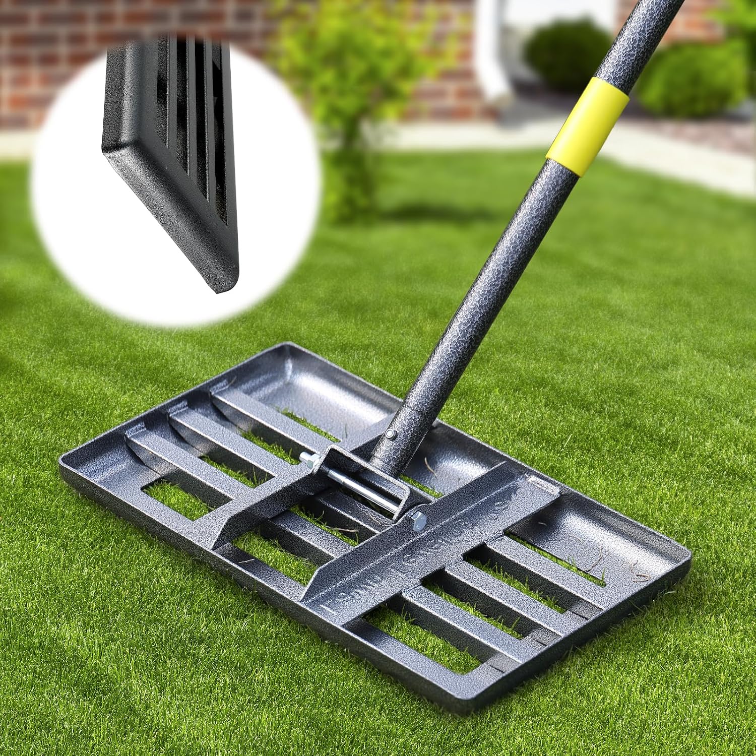 Detalle de DEROFIT Caopingtui-tie Lawn Levelling Rake, 17" x 10" Stainless Steel Head