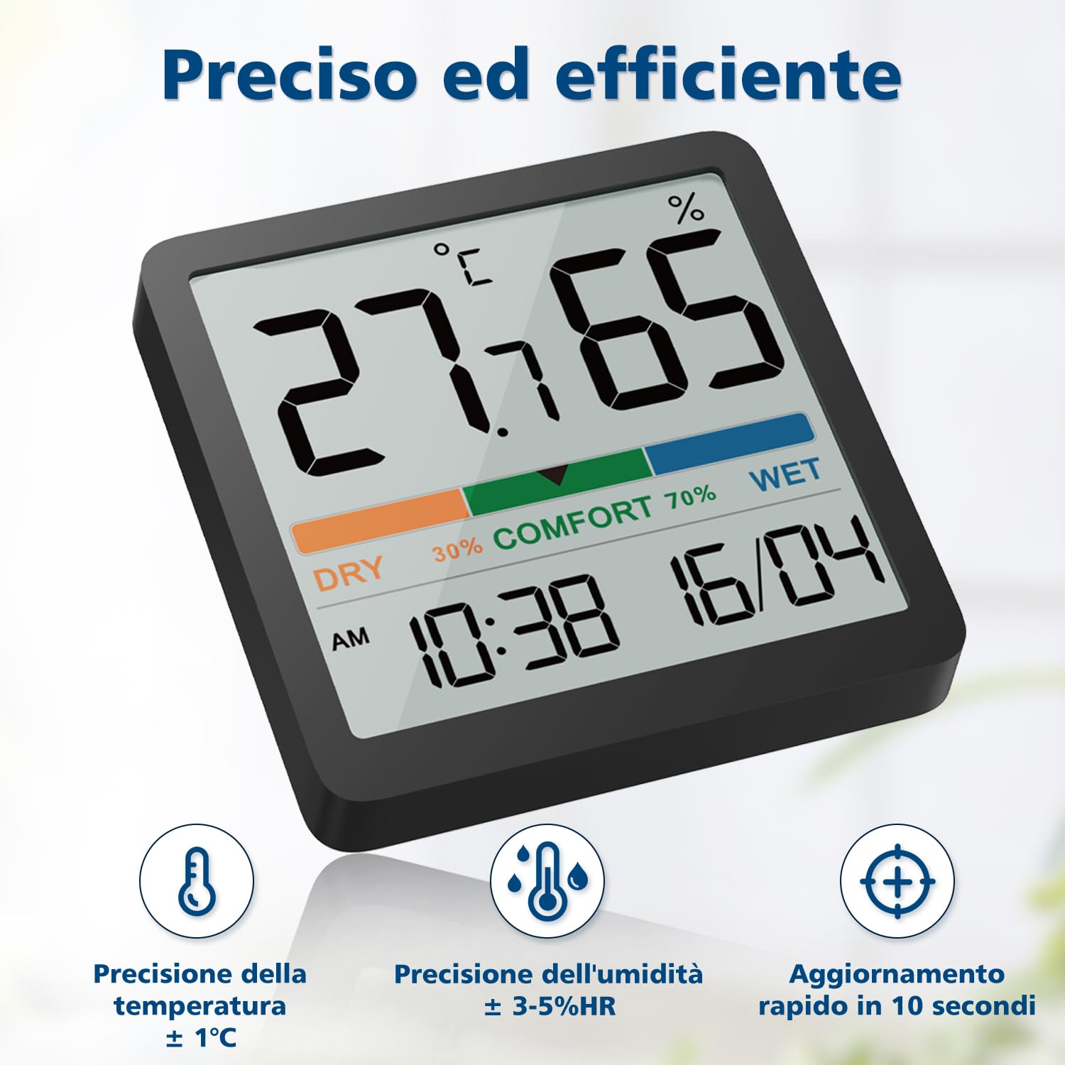 Detalle 2 de NOKLEAD Igrometro Termometro per interni con indicatore di comfort e sensore digitale