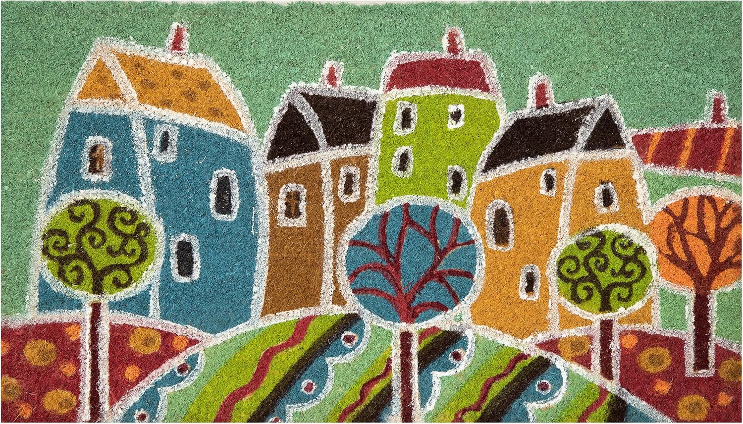 Thumbnail 5 de Baroni Home Zerbino da Esterno in Cocco con Base Antiscivolo PVC, Dipinto a Mano “Paesaggio 3” 70x40x2 cm