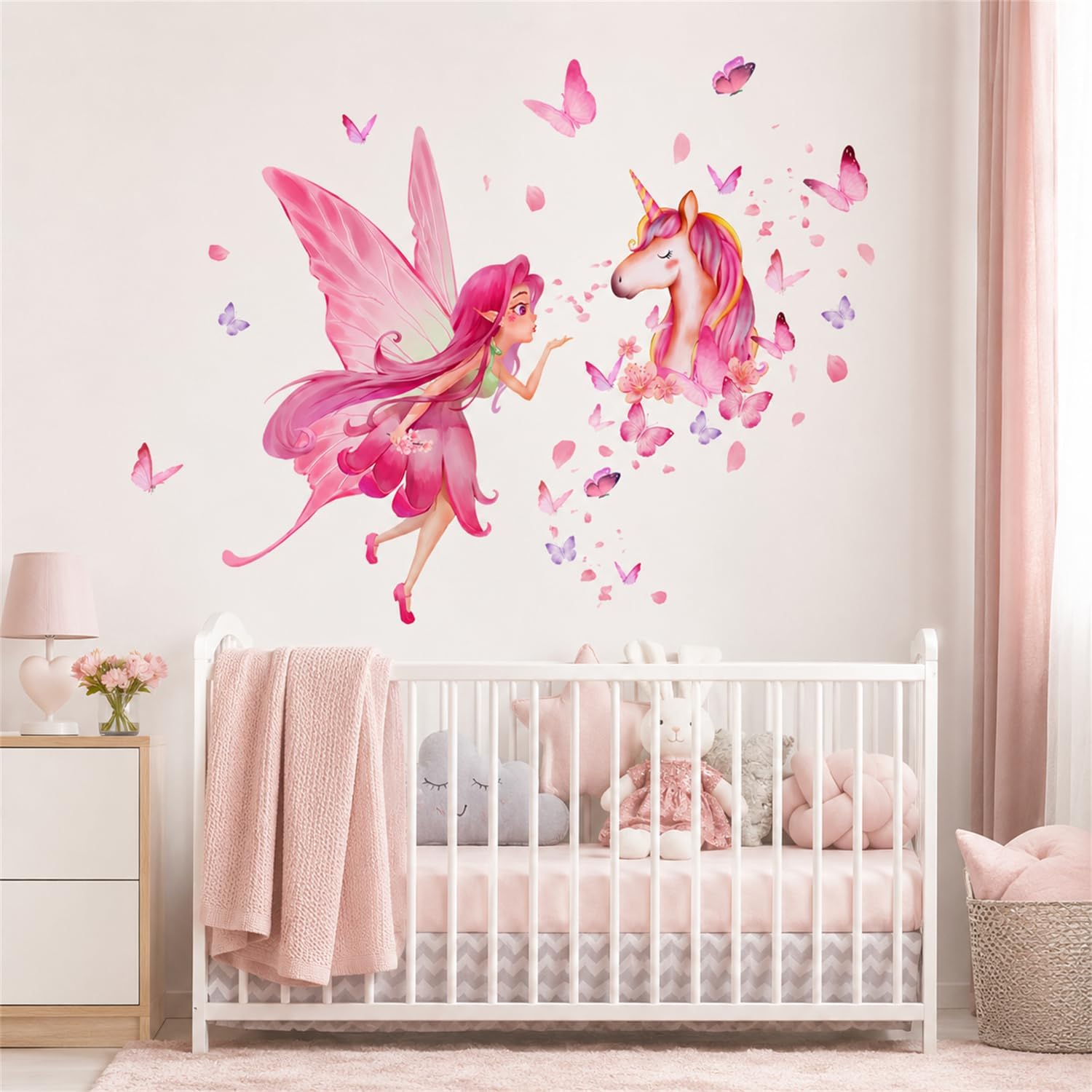 Thumbnail 3 de Pink Fairy Unicorn Wall Stickers for Girls Bedroom