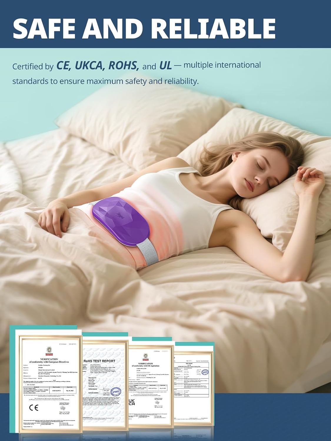 Detalle de Slimpal AI Heat Pads for period pain relief – cordless heat belt in bright pink