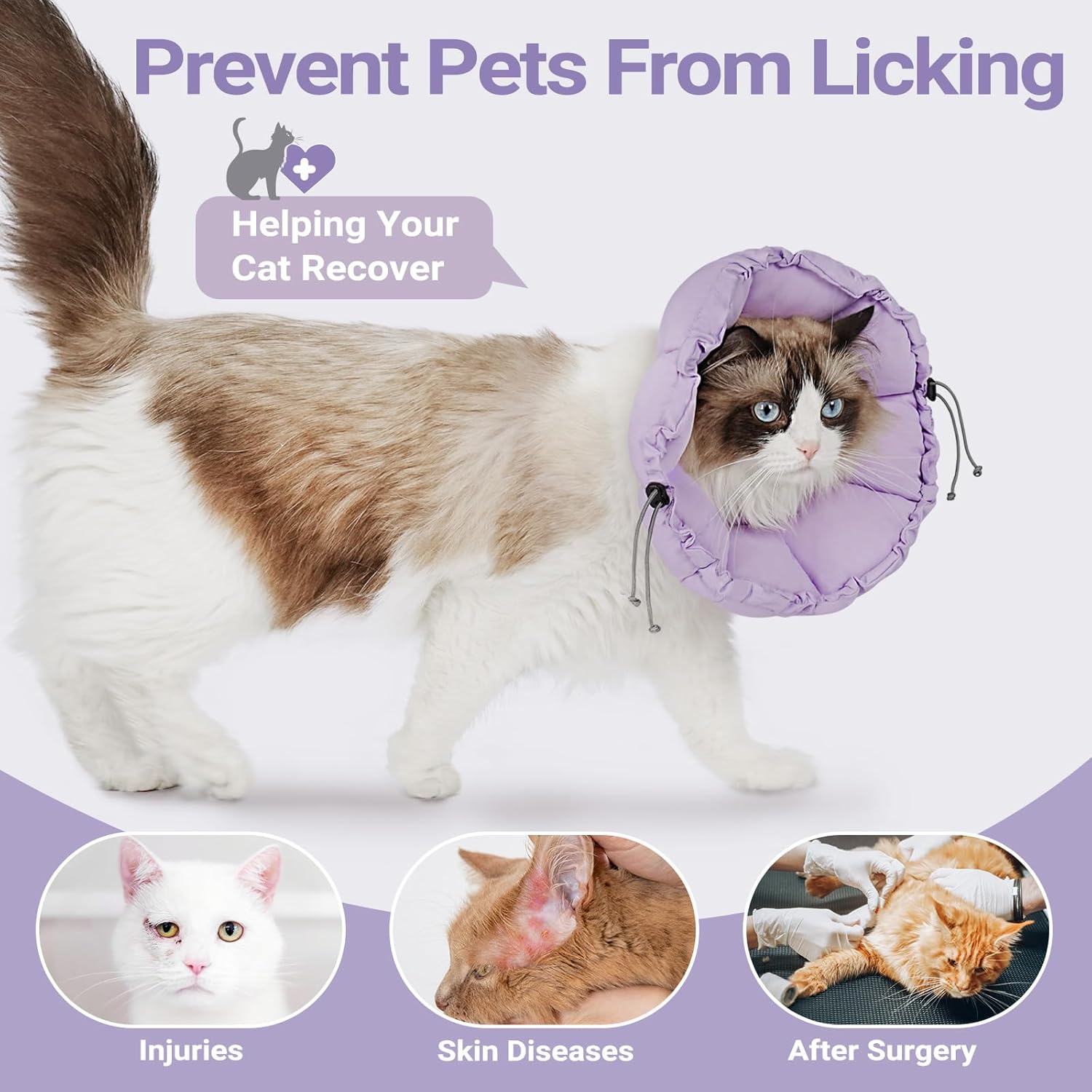 Thumbnail 6 de Supet Soft Cat Cone Collar: Adjustable, Waterproof Recovery Shield for Cats