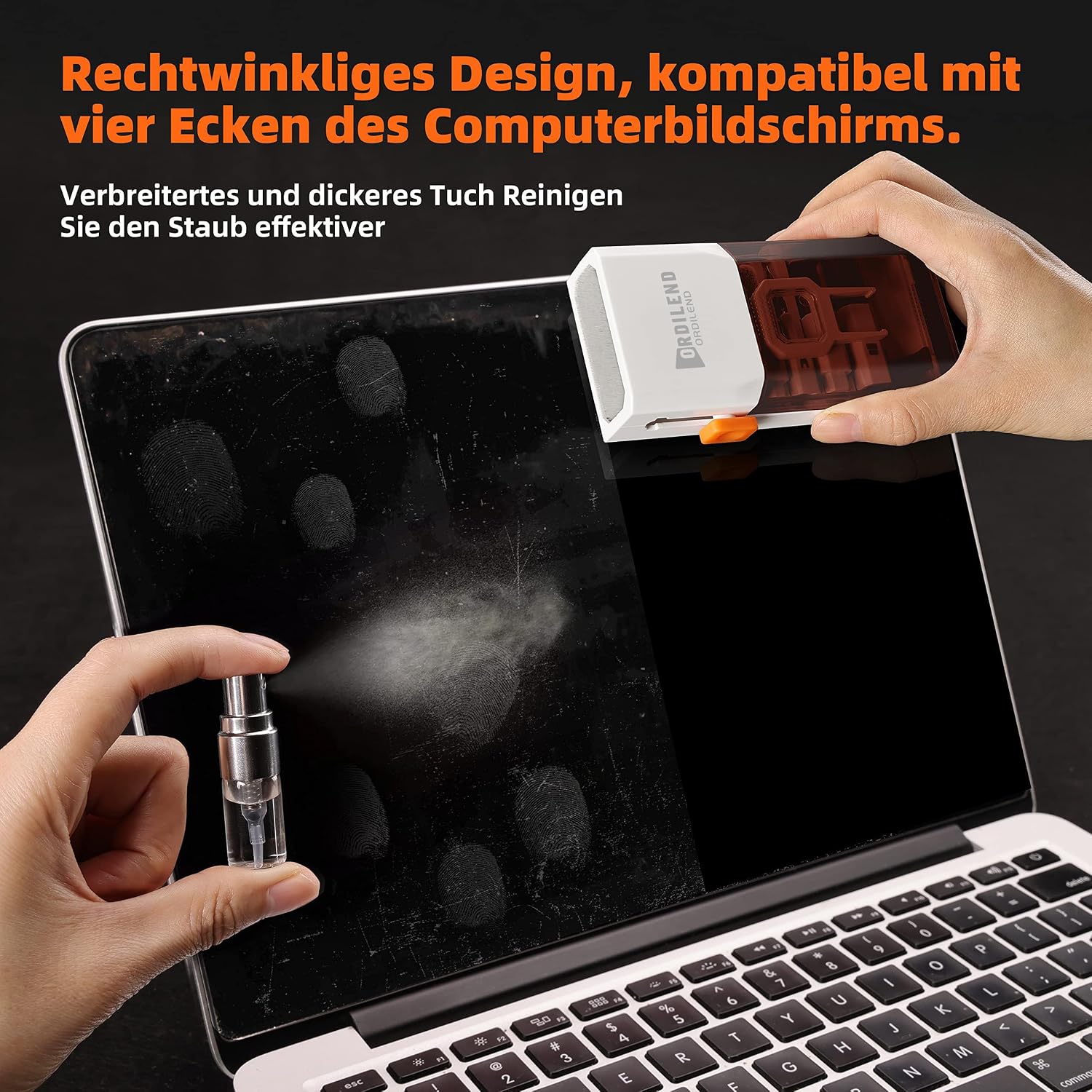 Thumbnail 3 de Ordilend Tastatur Reinigungsset für Laptop & Handys – mit Bürste, Mikrofasertüchern und Reinigungsstift (Patent)