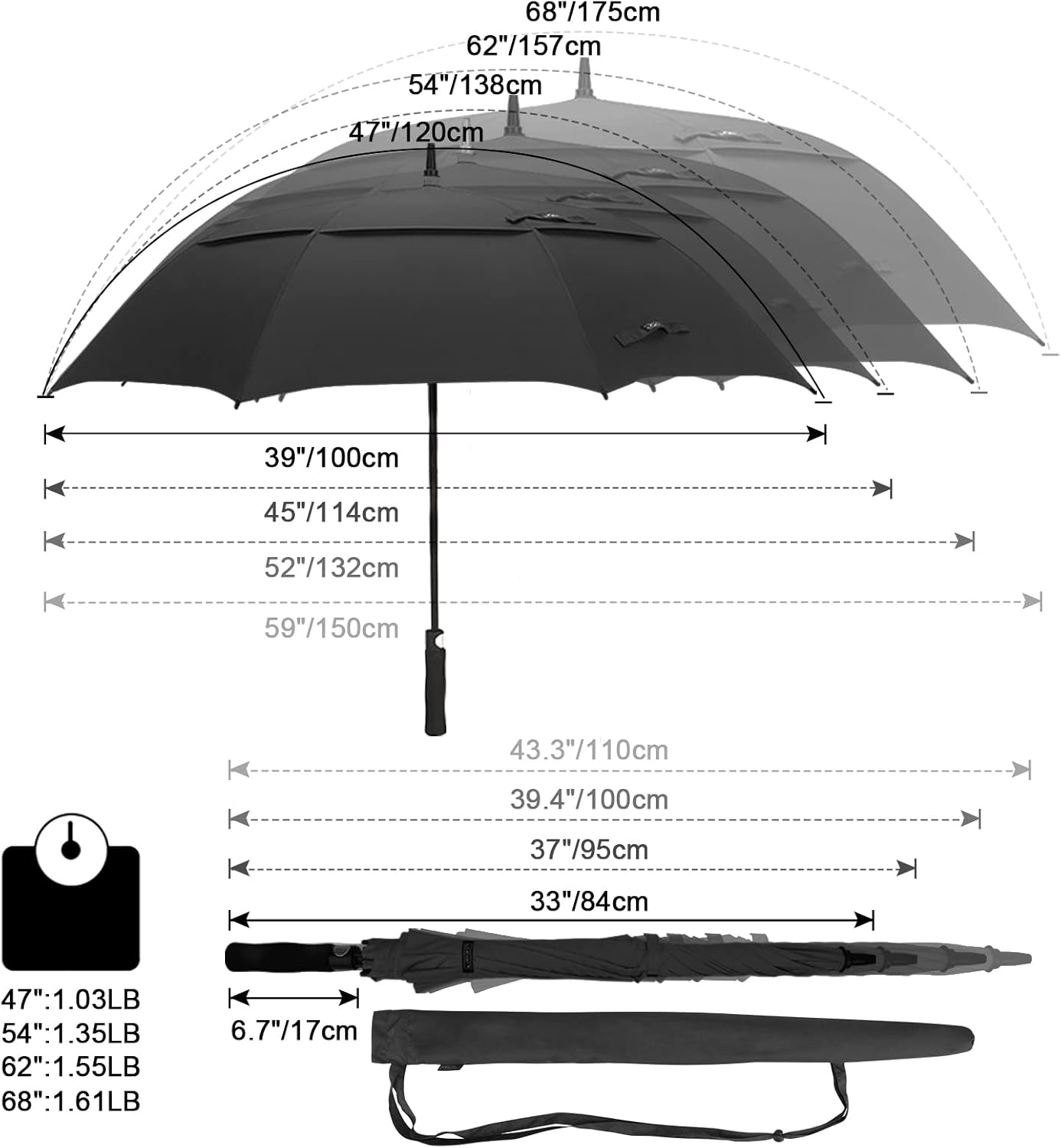 Detalle 2 de G4Free G4Free 62 Inch Golf Umbrella ⛳