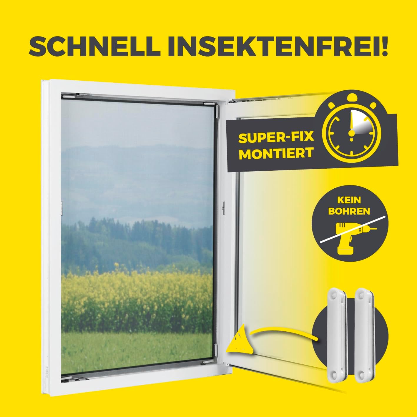 Detalle 2 de EASYmaxx Insect Protect Magnete: Selbstklebende Magnetplatten (24 Stück) für Fliegengitter