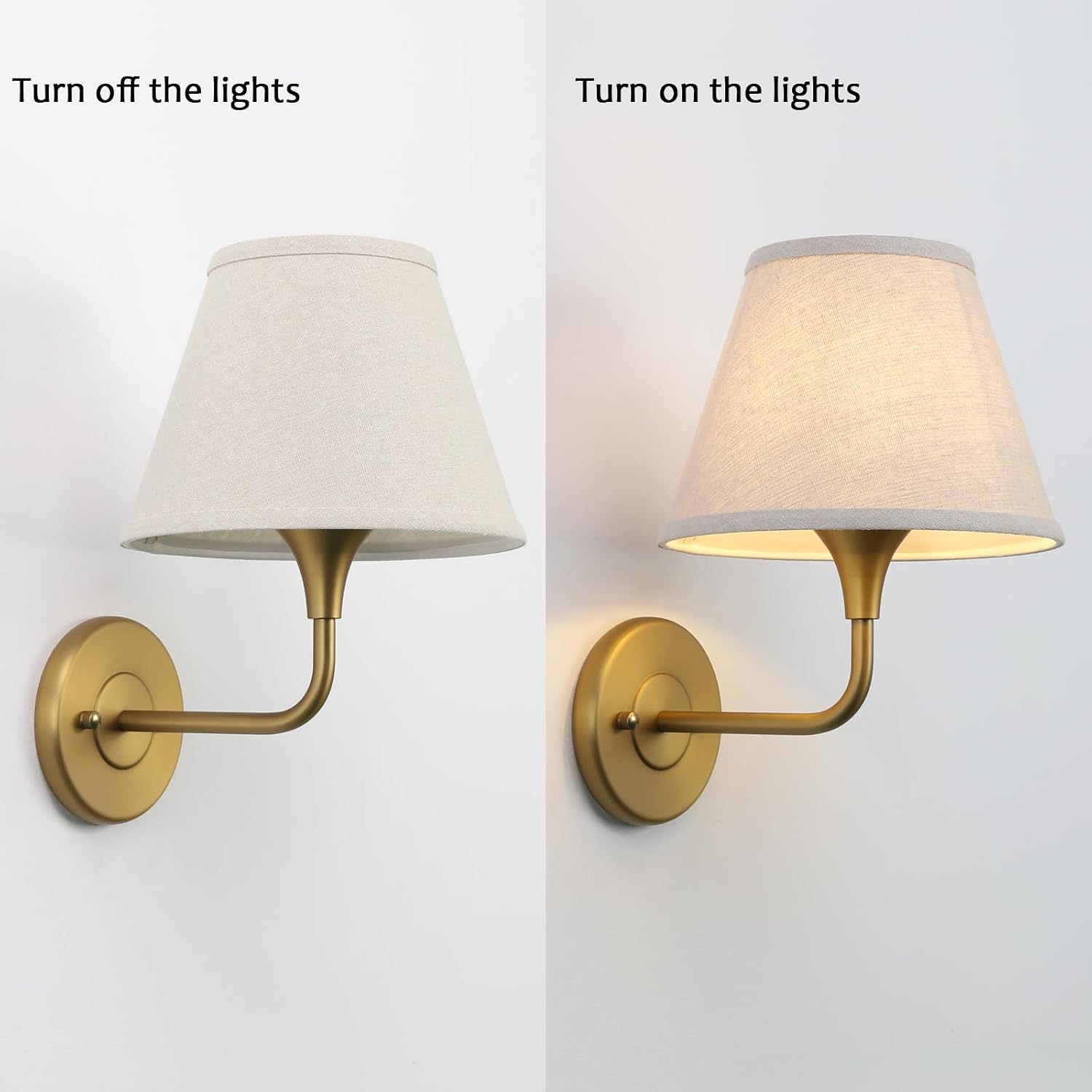 Detalle 2 de PERMO PMCA872-2 Hardwired Fabric Wall Sconces, Antique Brass, 2-Pack