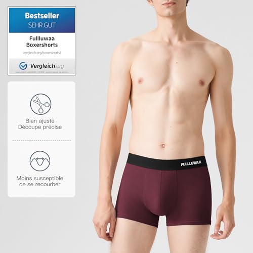 Detalle 2 de Fullluwaa Boxer Homme Coton Lot de 10 — Multicolore, Ceinture Élastique, Doux et Durable