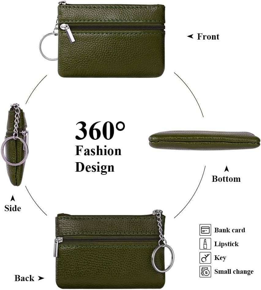 Thumbnail 2 de Aucuu Petit Porte-Monnaie Cuir Femme – Mini portefeuille multi-poches avec porte-clés, 12 x 8 cm