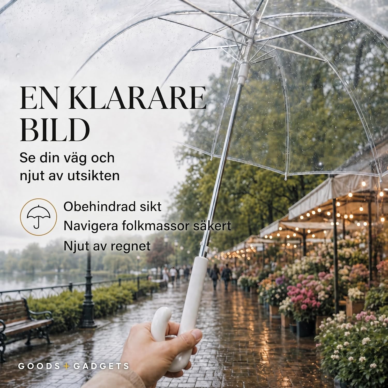 Thumbnail 5 de GOODS+GADGETS® genomskinligt automatiskt käppparaply med vindtålig skärm