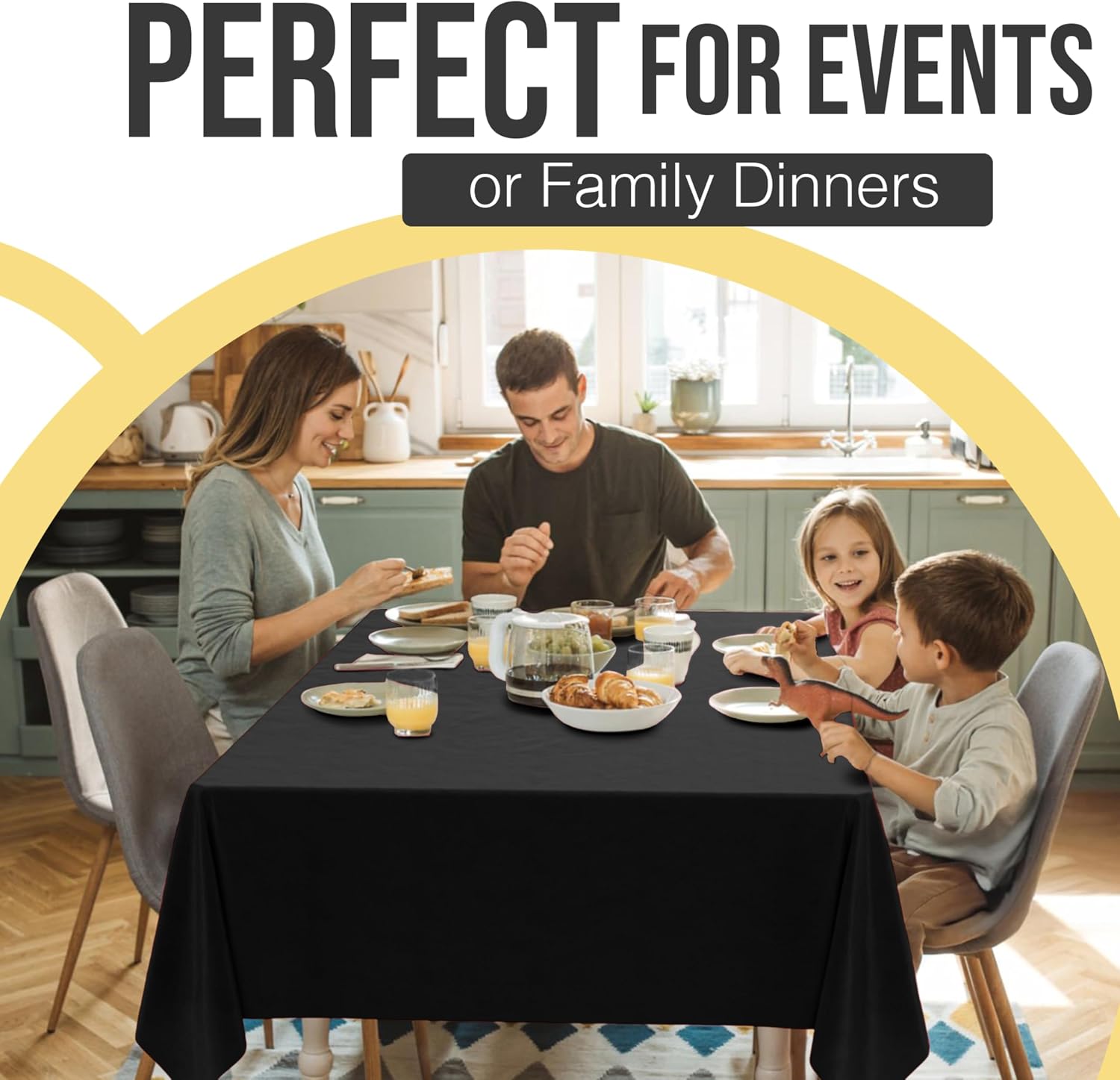 Thumbnail 5 de Exquisite 66% Thicker Premium Black Plastic Tablecloths – 12 Pack, 54" x 108" (0.5 mil)