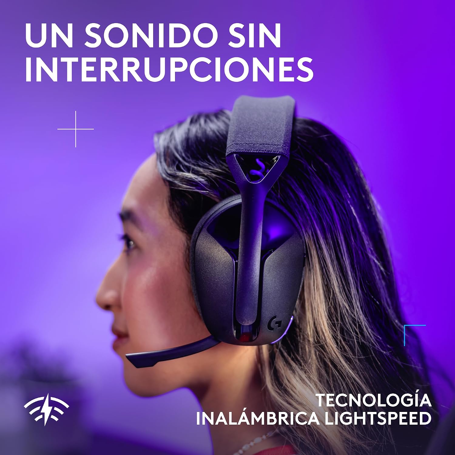 Detalle 2 de Logitech G G321 Lightspeed: Auriculares inalámbricos para gaming con micrófono abatible