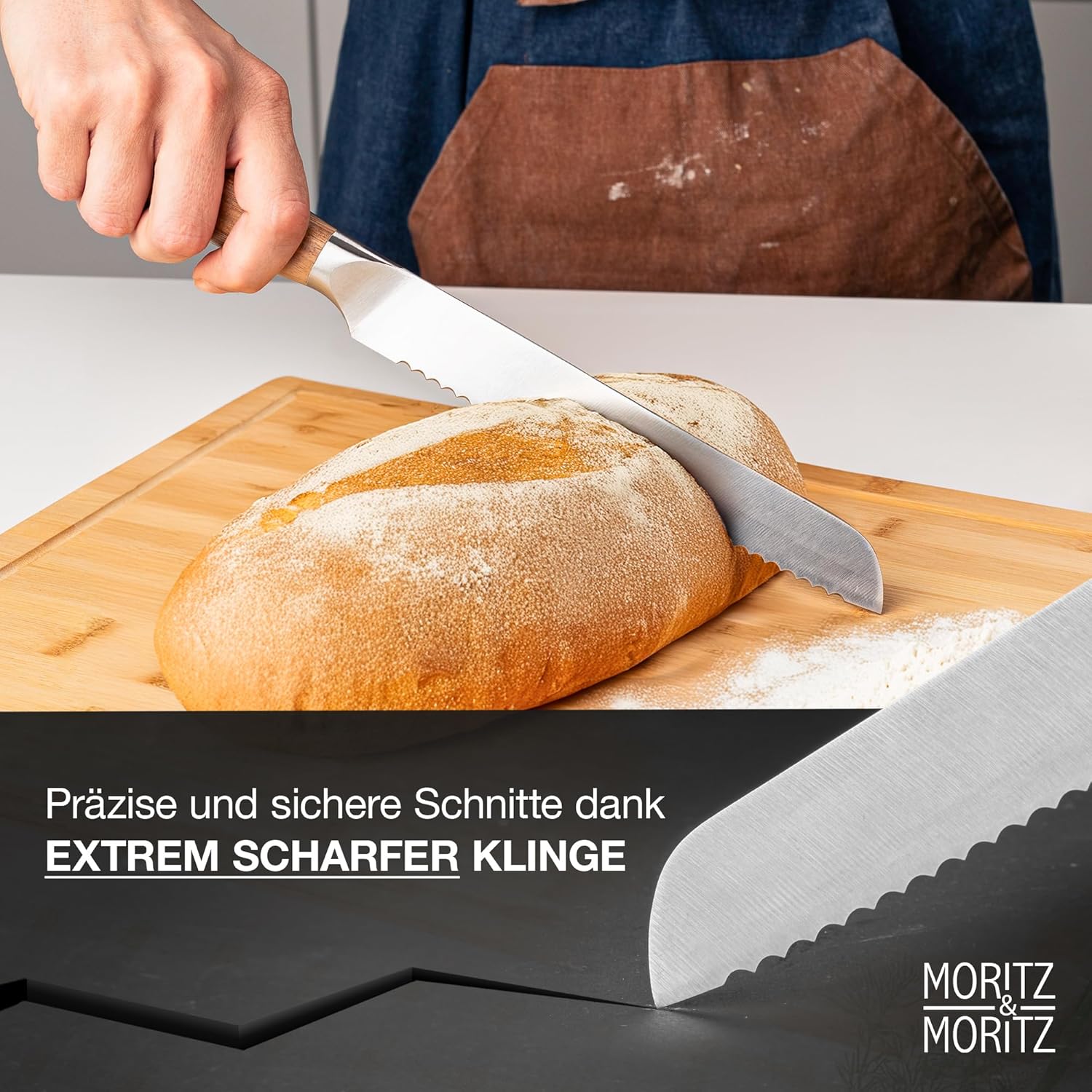 Thumbnail 5 de Moritz & Moritz Brotmesser 20 cm – Großes Profi Brotschneidemesser mit Wellenschliff