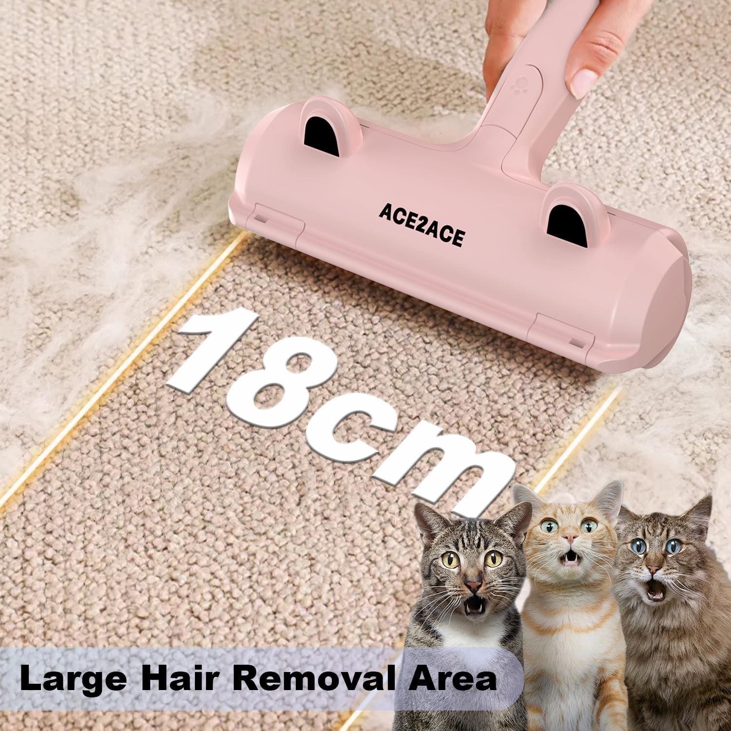 Detalle de ACE2ACE Brosse Anti Poils Animaux – Rouleau à Poils réutilisable (Rose)