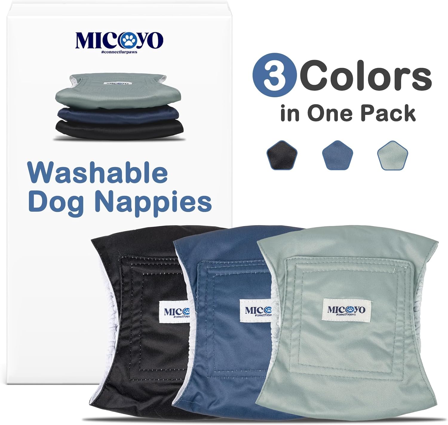 Thumbnail 2 de MICOOYO Reusable Male Dog Belly Bands (Pack of 3) – XL