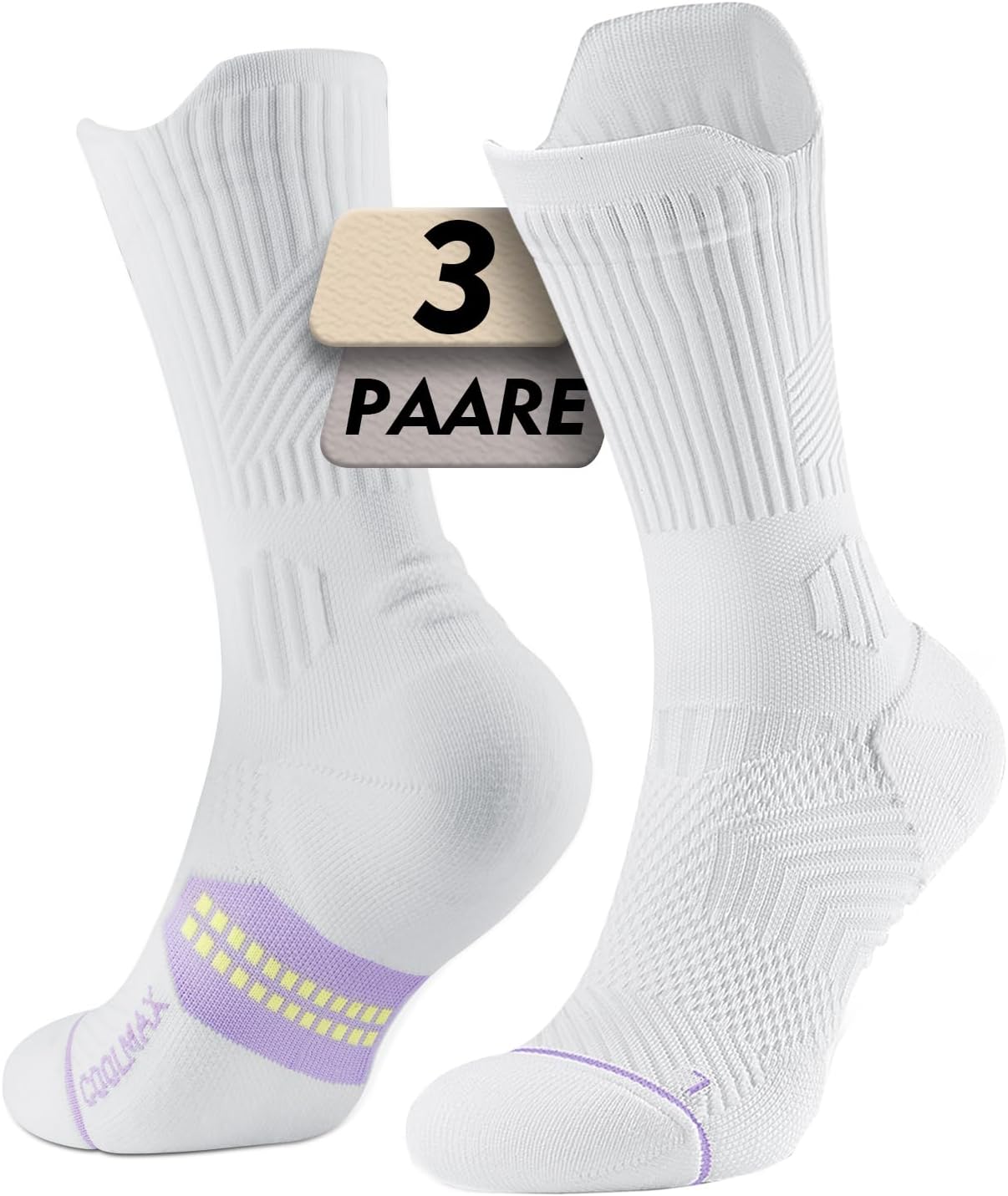 Detalle de Juclise Bambus Kompressions-Laufsocken (15–20 mmHg) – Coolmax, atmungsaktiv & Anti-Blasen im 3er-Set