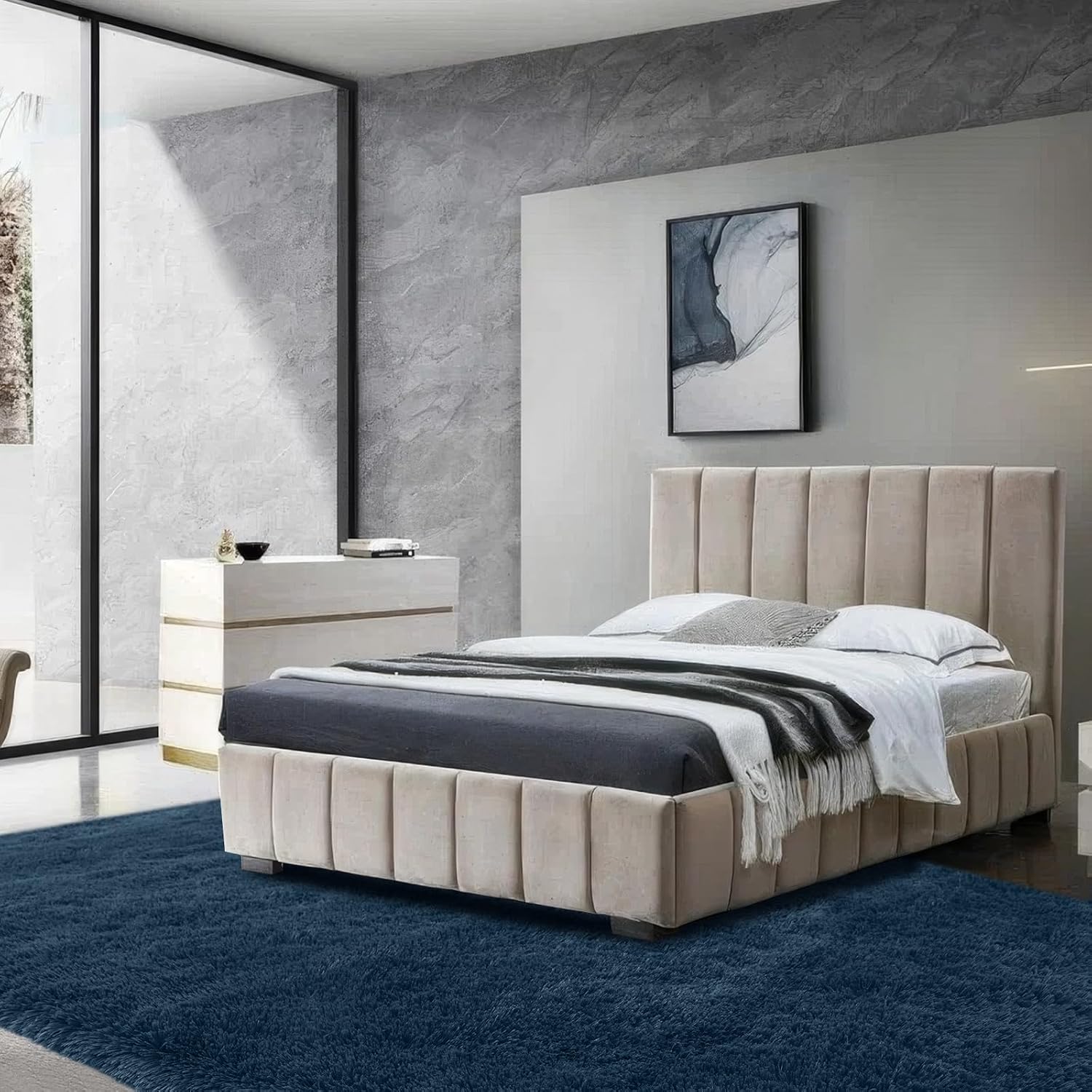 Thumbnail 4 de CAIYUECS 10x14 Large Shag Area Rug in Navy Blue (Soft Indoor Shaggy Carpet)