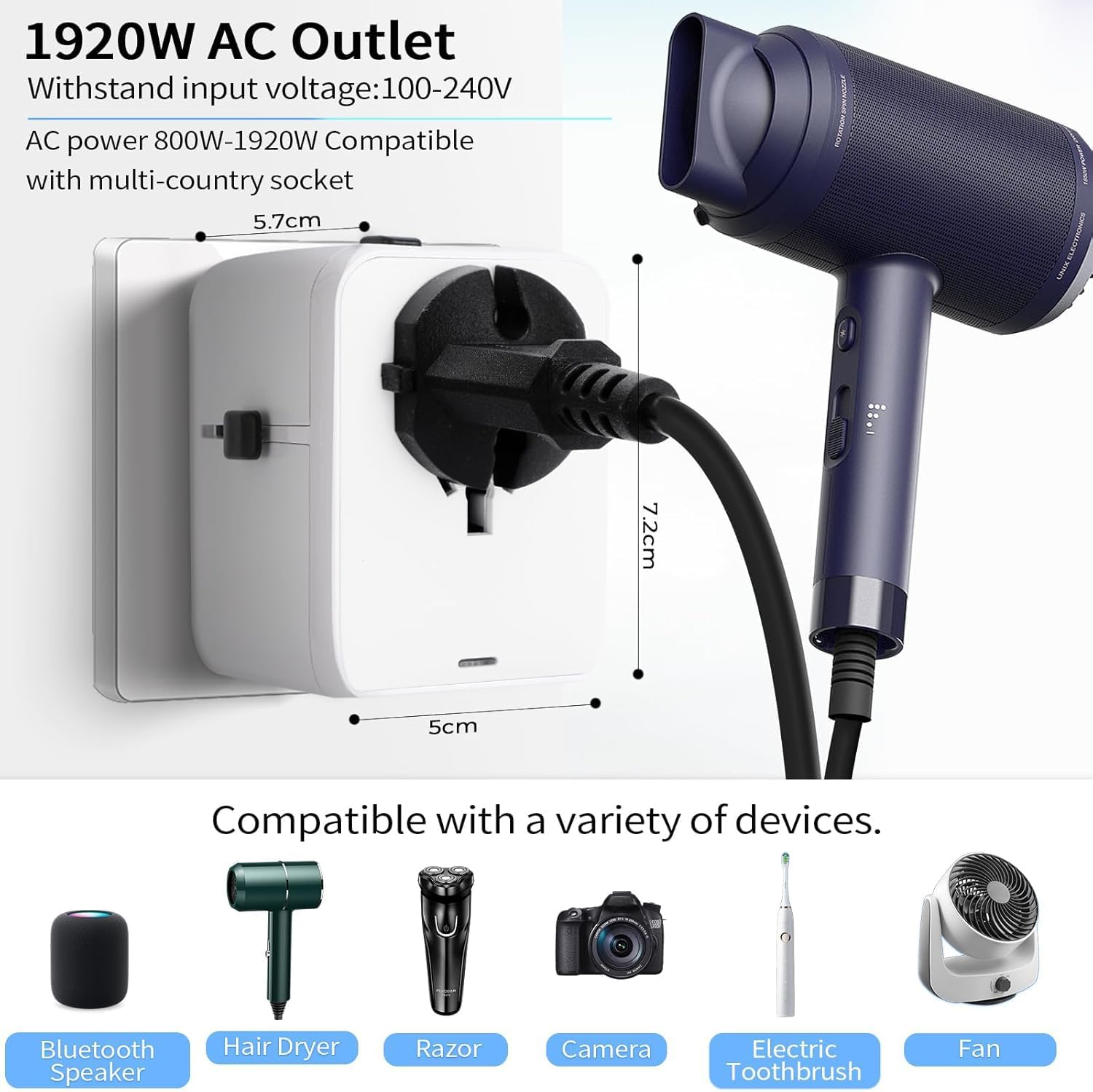 Thumbnail 2 de Adattatore Universale da Viaggio 6-in-1 con PD 35W, USB-C e USB-A — 224+ Paesi