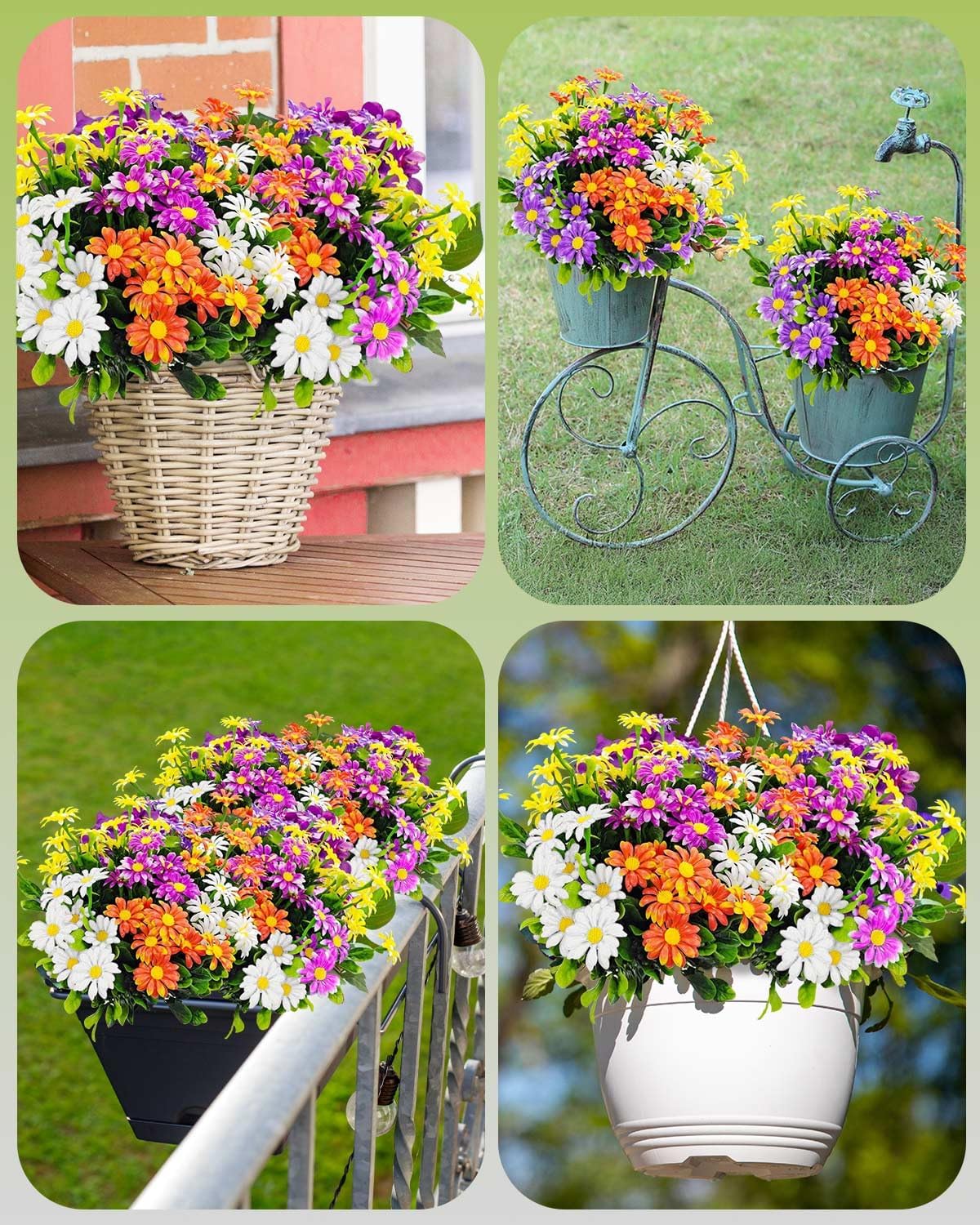 Thumbnail 6 de 12 Bundles Outdoor Artificial Flowers in Four Colours – UV‑Resistant Daisy Set