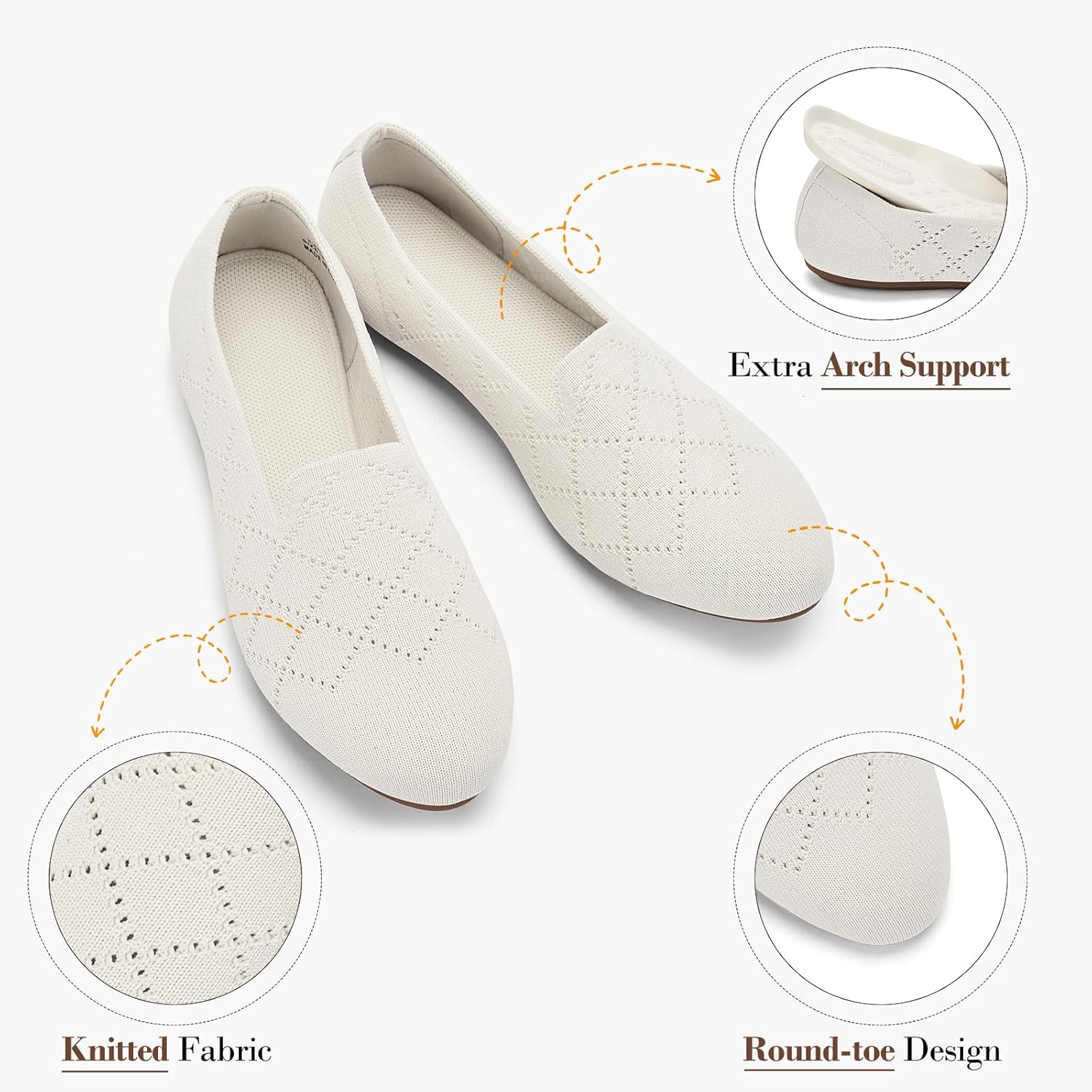 Thumbnail 4 de Puxowe Women's Ballet Flats: Slip-On Knit Dress Shoes with Memory Foam Comfort
