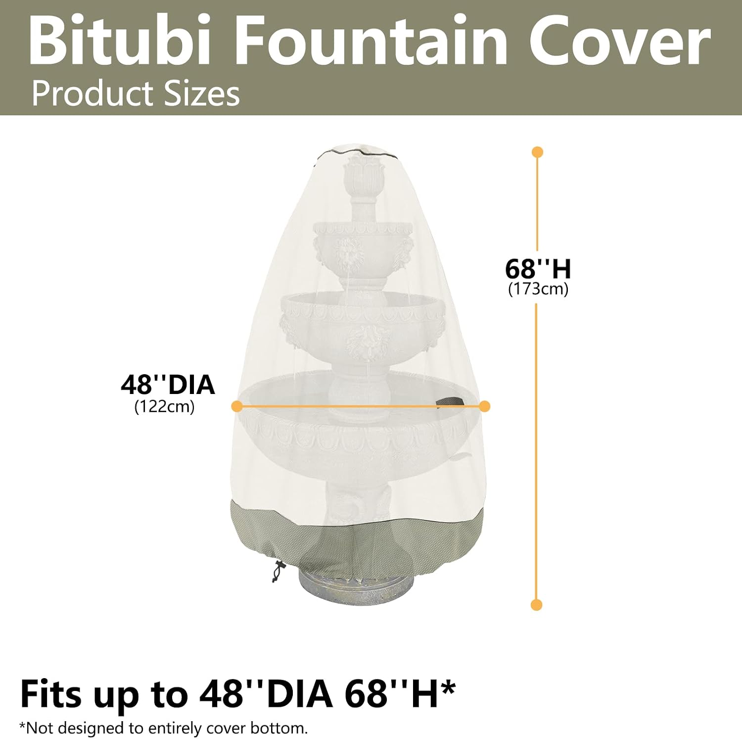 Detalle 2 de Bitubi PQZ-1001-MB-L Fountain Cover, 600D Oxford Cloth, 48" x 68