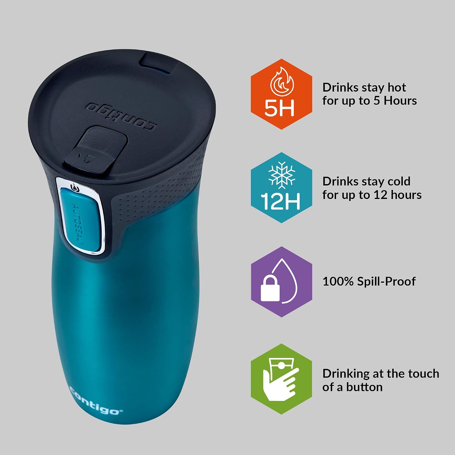Thumbnail 1 de Contigo West Loop Autoseal Travel Stainless Steel Thermos 470 ml – Bay
