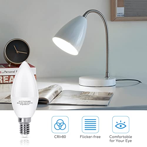 Detalle de Aigostar Bombilla LED C37 forma de vela (E14, 6W) - Blanco Frío 6500K, 510 lúmenes, CRI>80, no regulable, pack 10 uds