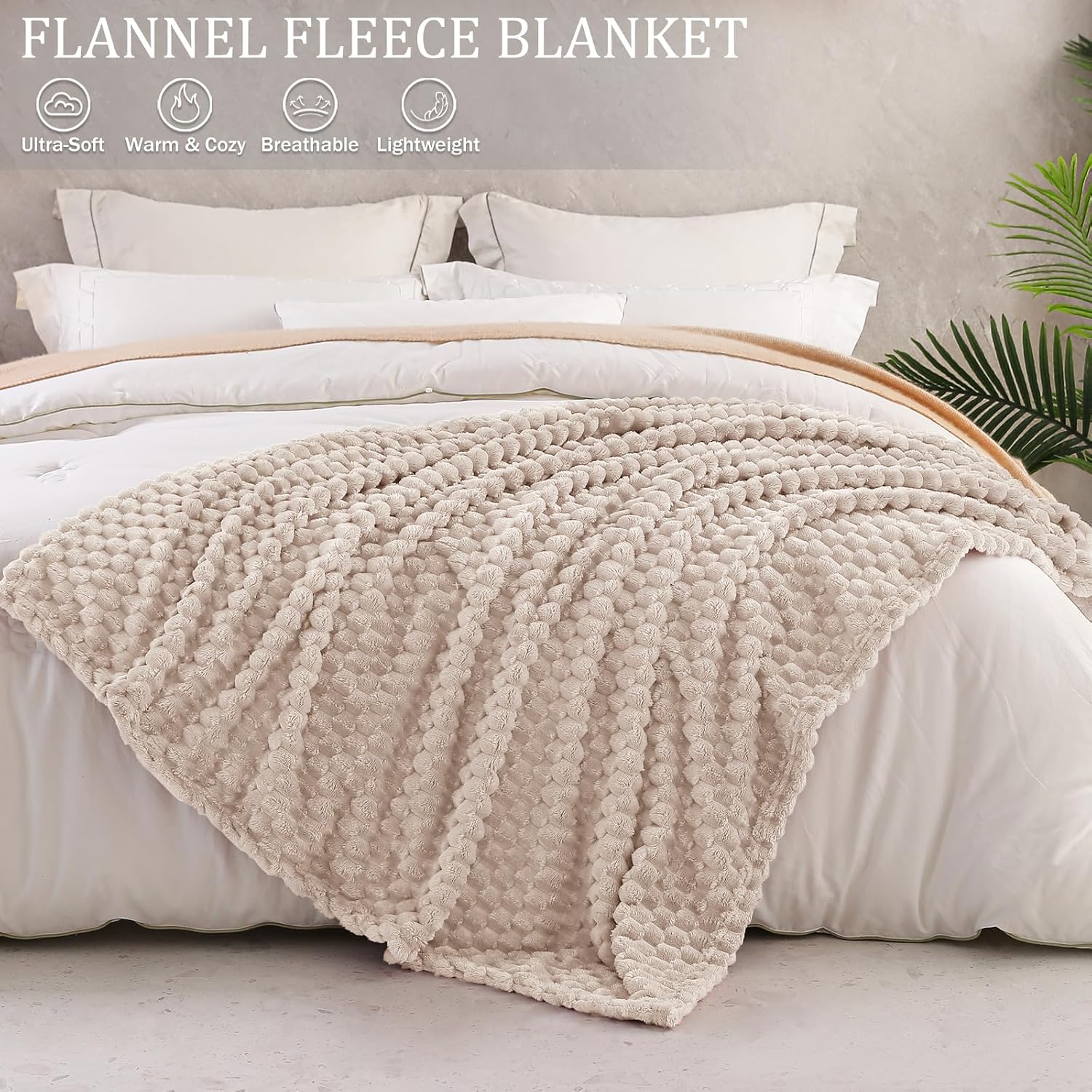 Detalle 2 de Exclusivo Mezcla fleece throw blanket for couch (extra large, 127x178 CM) – soft plush sofa throw