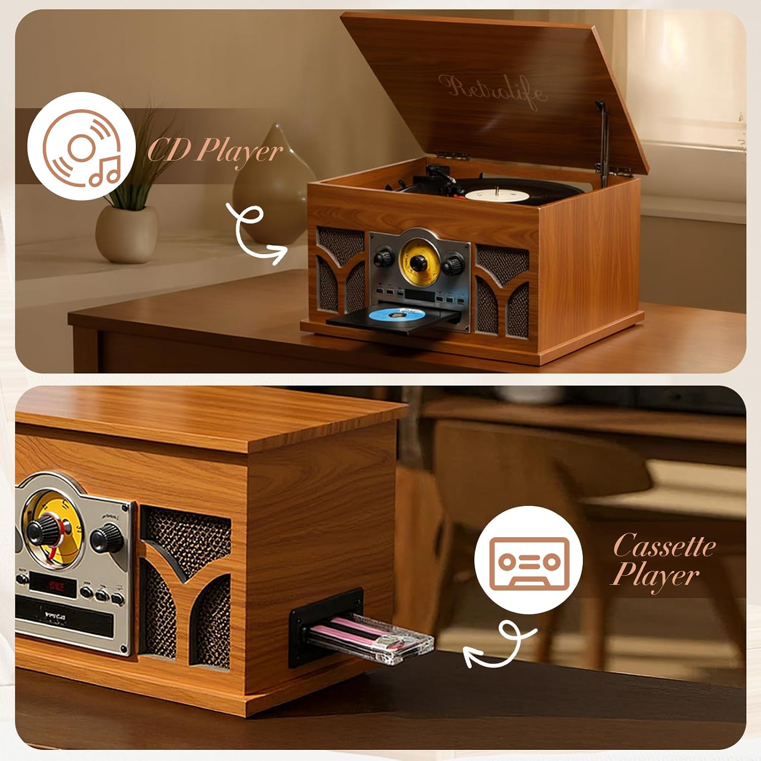 Detalle de Retrolife 10-in-1 record player