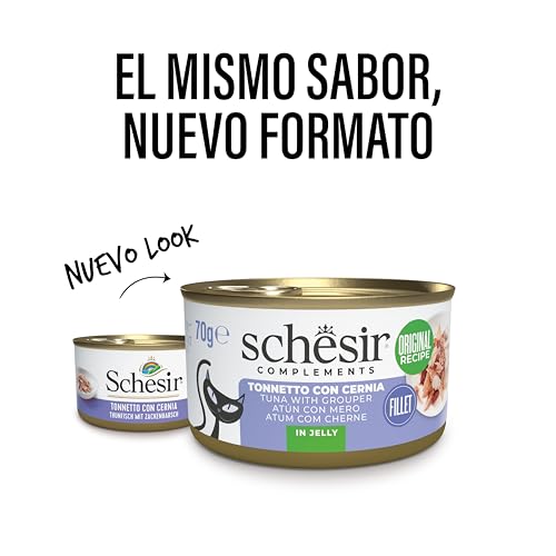 Detalle 2 de Schesir Filetes atún y mero 12 x 70 g 🐱