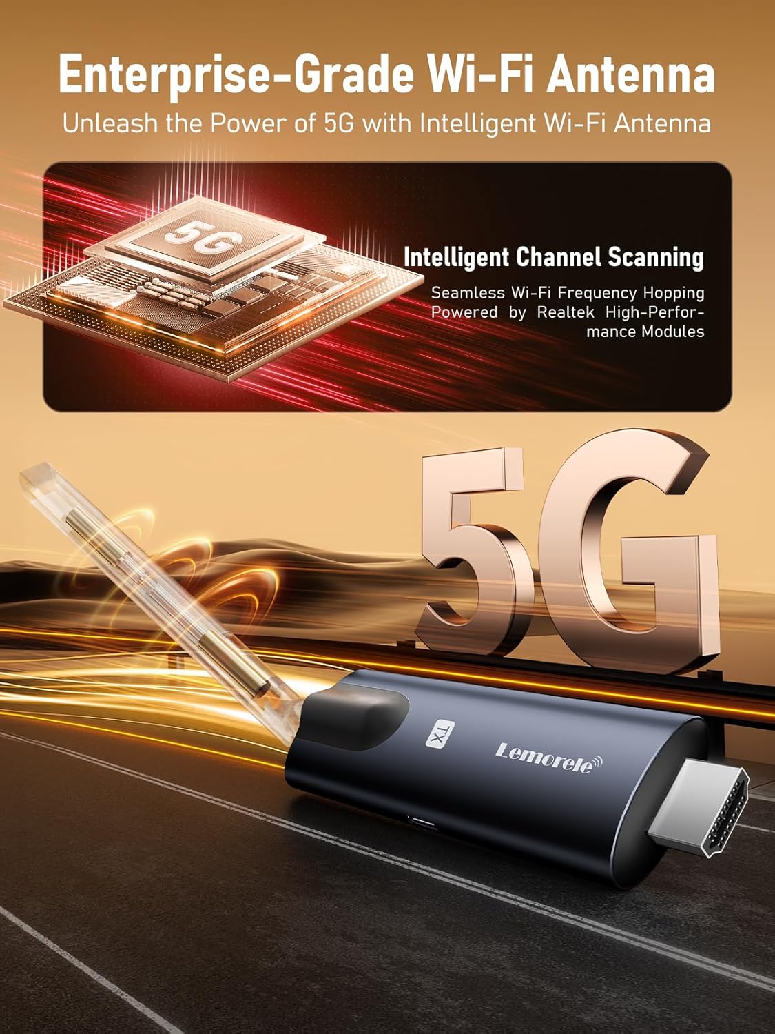 Thumbnail 3 de Lemorele R1000 Wireless HDMI Transmitter & Receiver (1 Transmitter, 1 Receiver) with TuTuPlay App – 1080P, 5G, 656ft