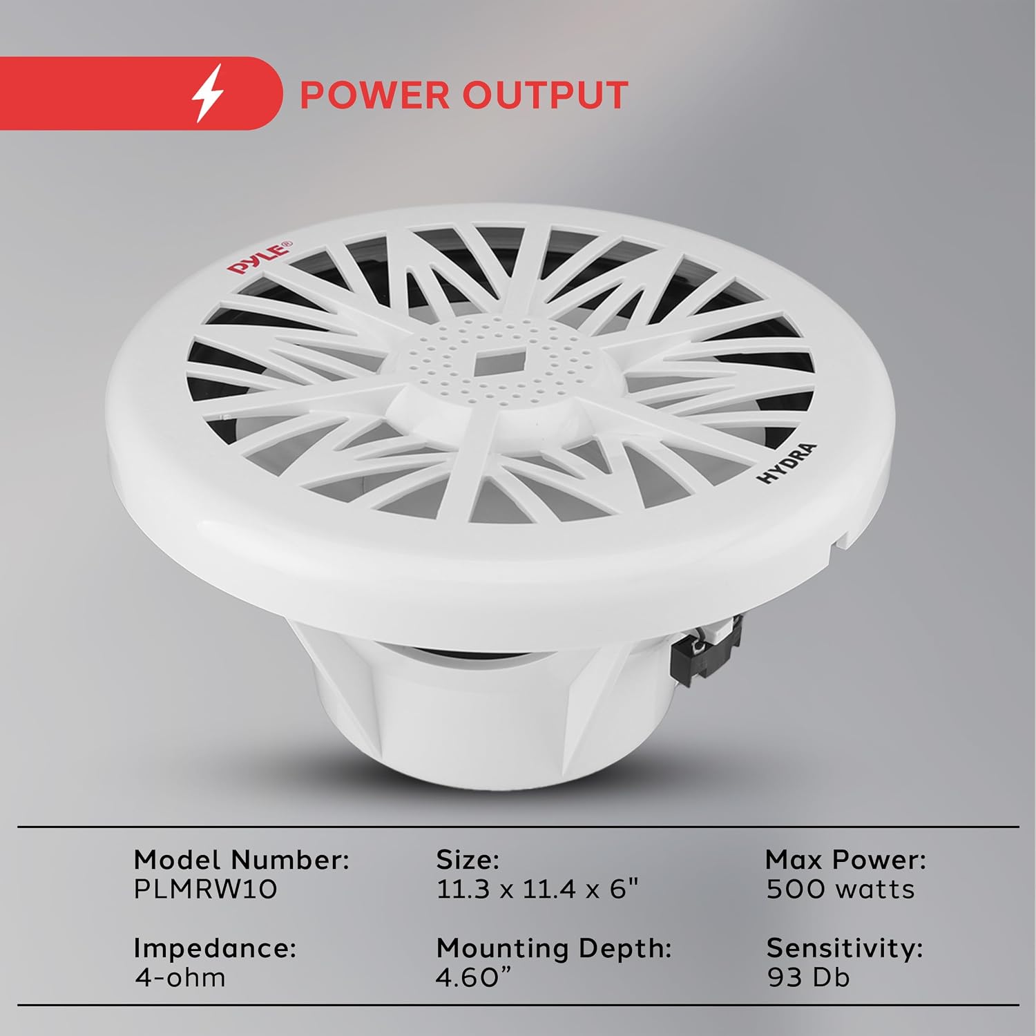Detalle de Pyle PLMRW10 10 inch 500W 4 Ohm Marine Subwoofer – White