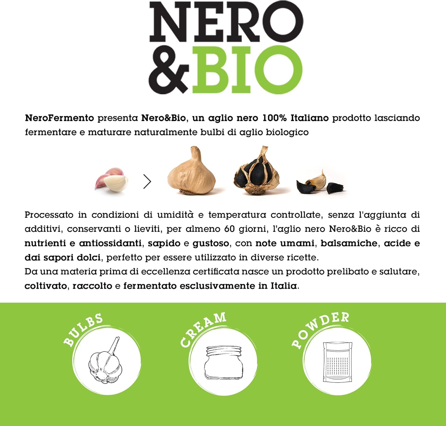 Detalle 2 de NERO FERMENTO NB Polvere di Aglio Nero Biologico 30 g – Made in Italy, senza conservanti