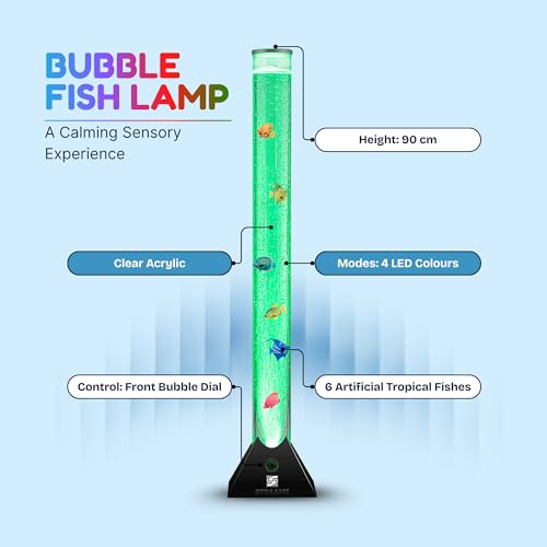 Detalle de Straame 90cm LED Bubble Fish Lamp with Colour Changing LEDs and Black Base