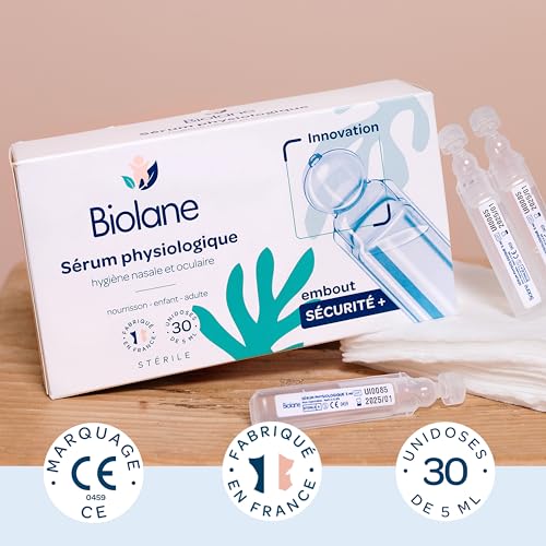 Detalle de Biolane Sérum Physiologique Bébé – Embout Rond – Lot de 3 (90 unidoses de 5 ml)