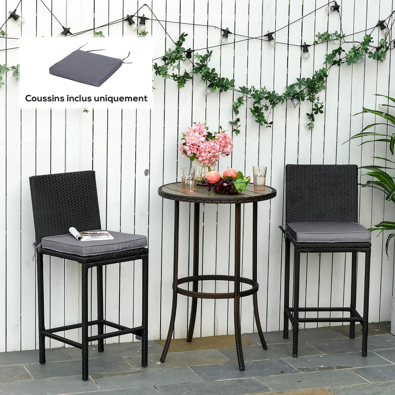 Detalle 2 de Outsunny 84B-428 tuinstoelkussens, set van 2, 45 x 45 cm, 5 cm dik