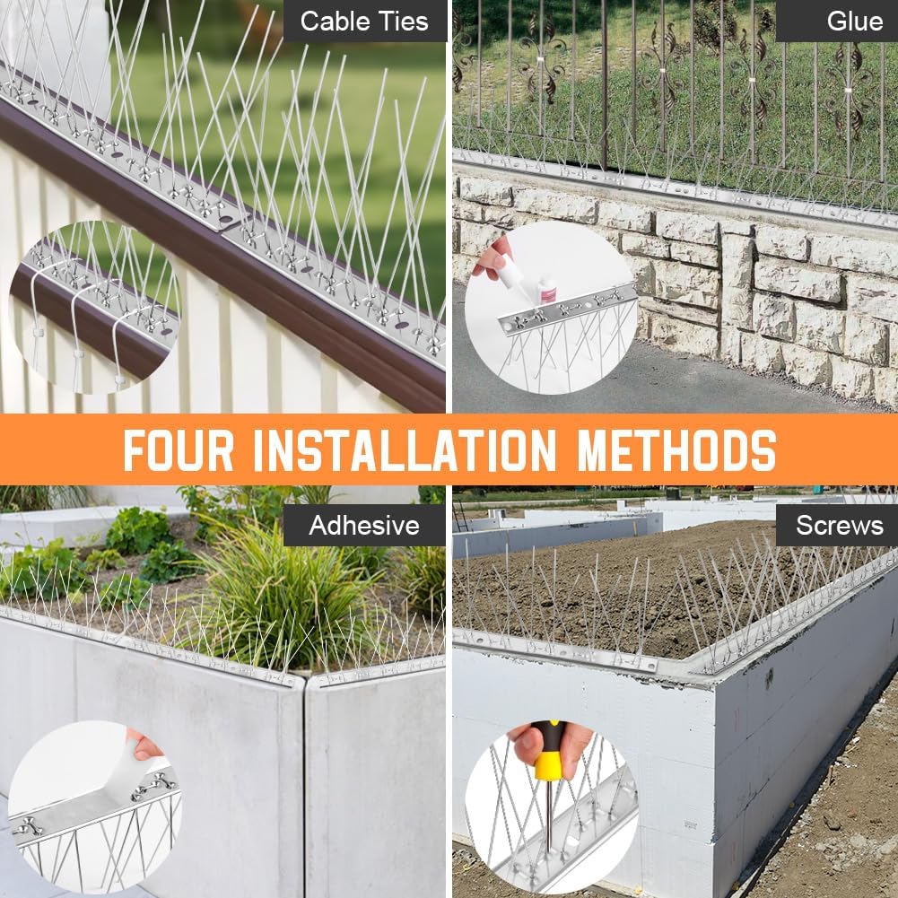 Detalle 1 de OFFCUP Stainless Steel Bird Spikes, 1.75 m Set with 7 Sections and 10 Cable Ties